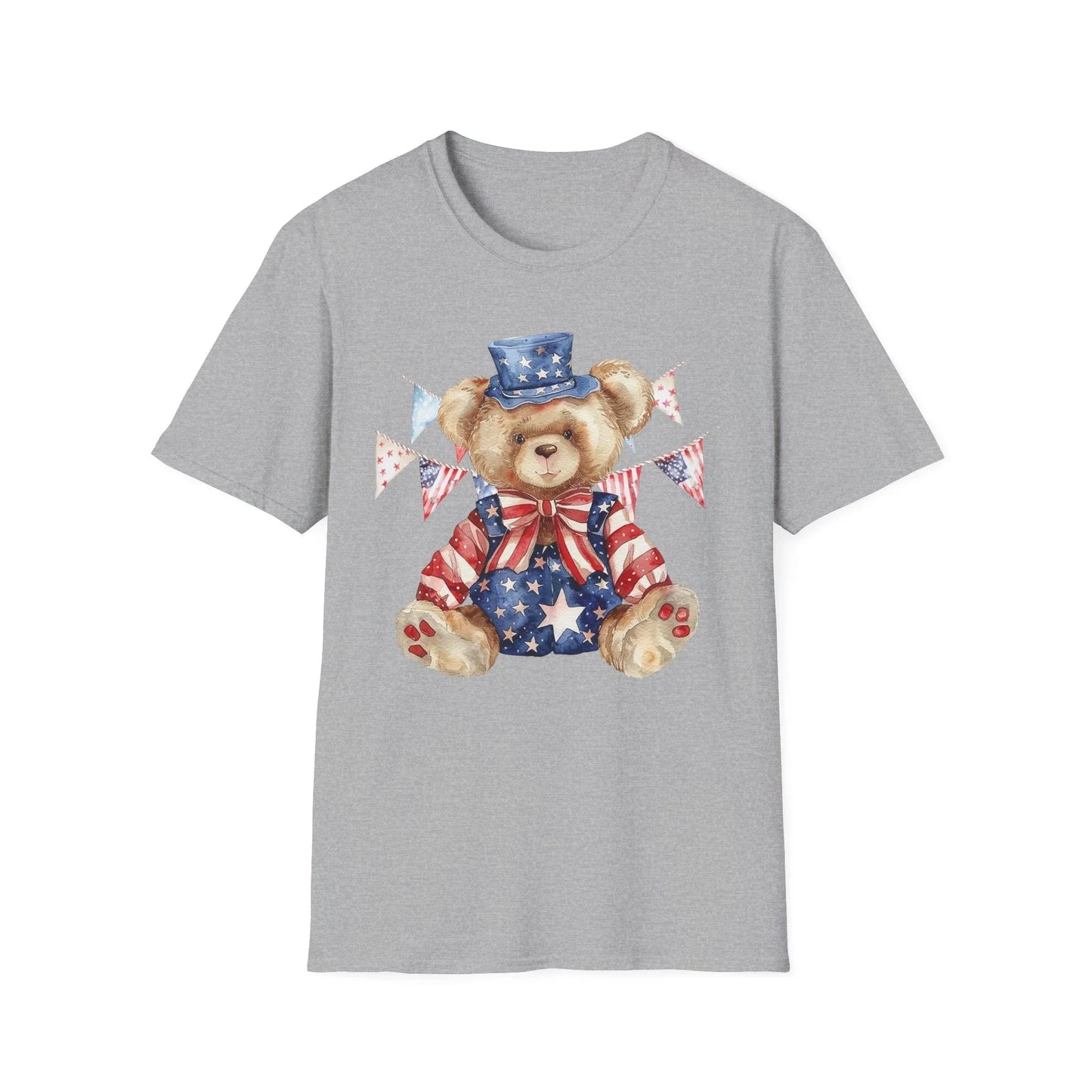 Patriotic Teddy Bear T-Shirt | Unisex - XS / Sport Grey