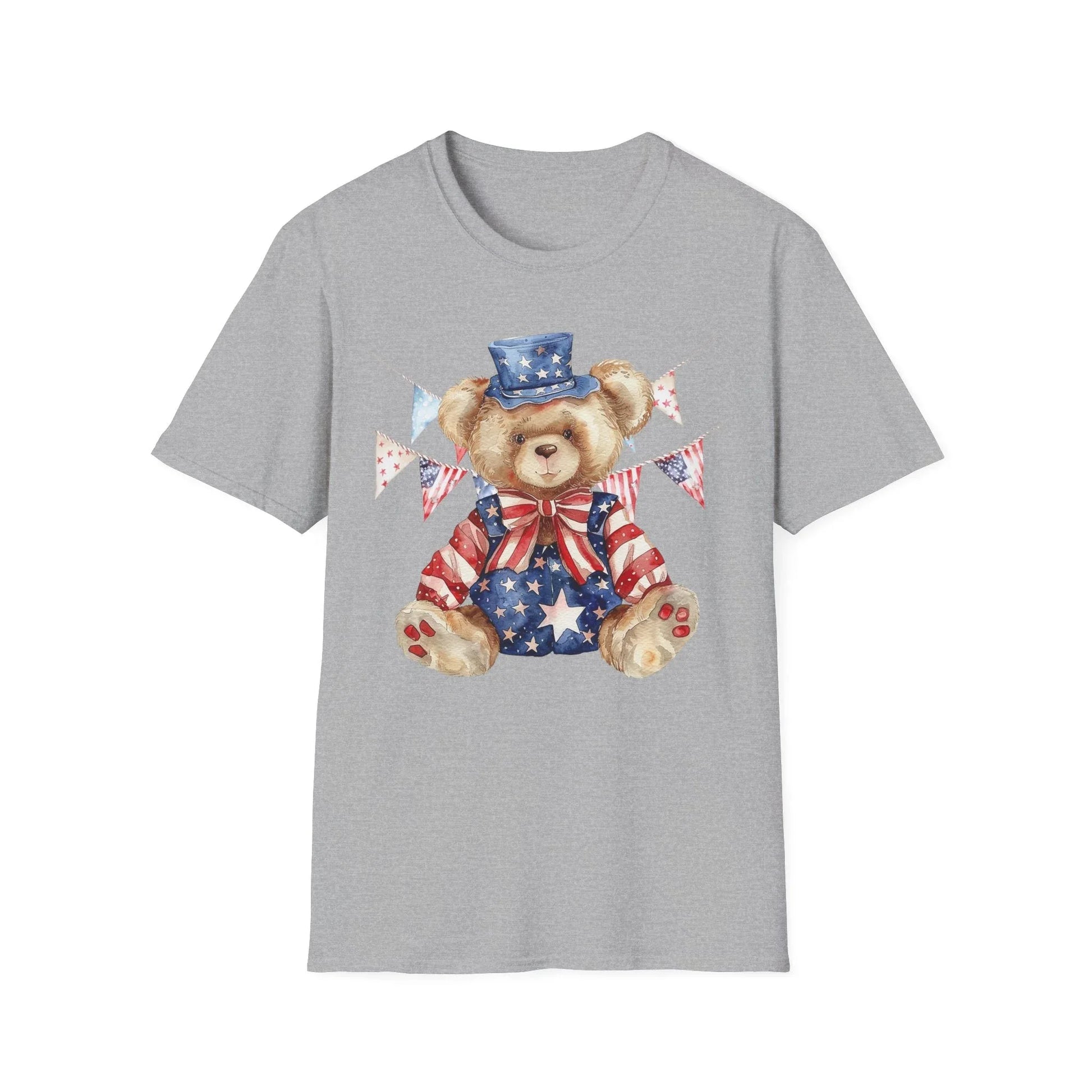 Patriotic Teddy Bear T-Shirt | Unisex - XS / Sport Grey