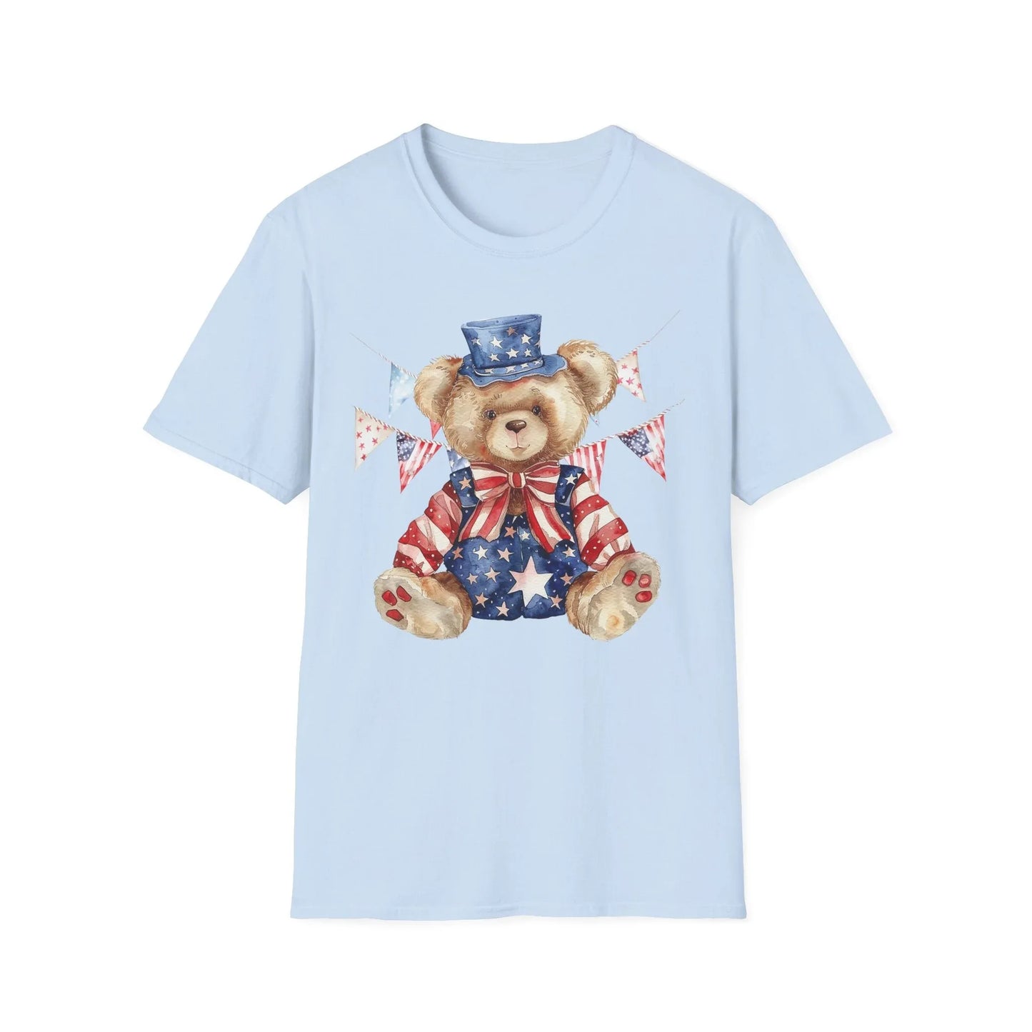 Patriotic Teddy Bear T-Shirt | Unisex - S / Light Blue