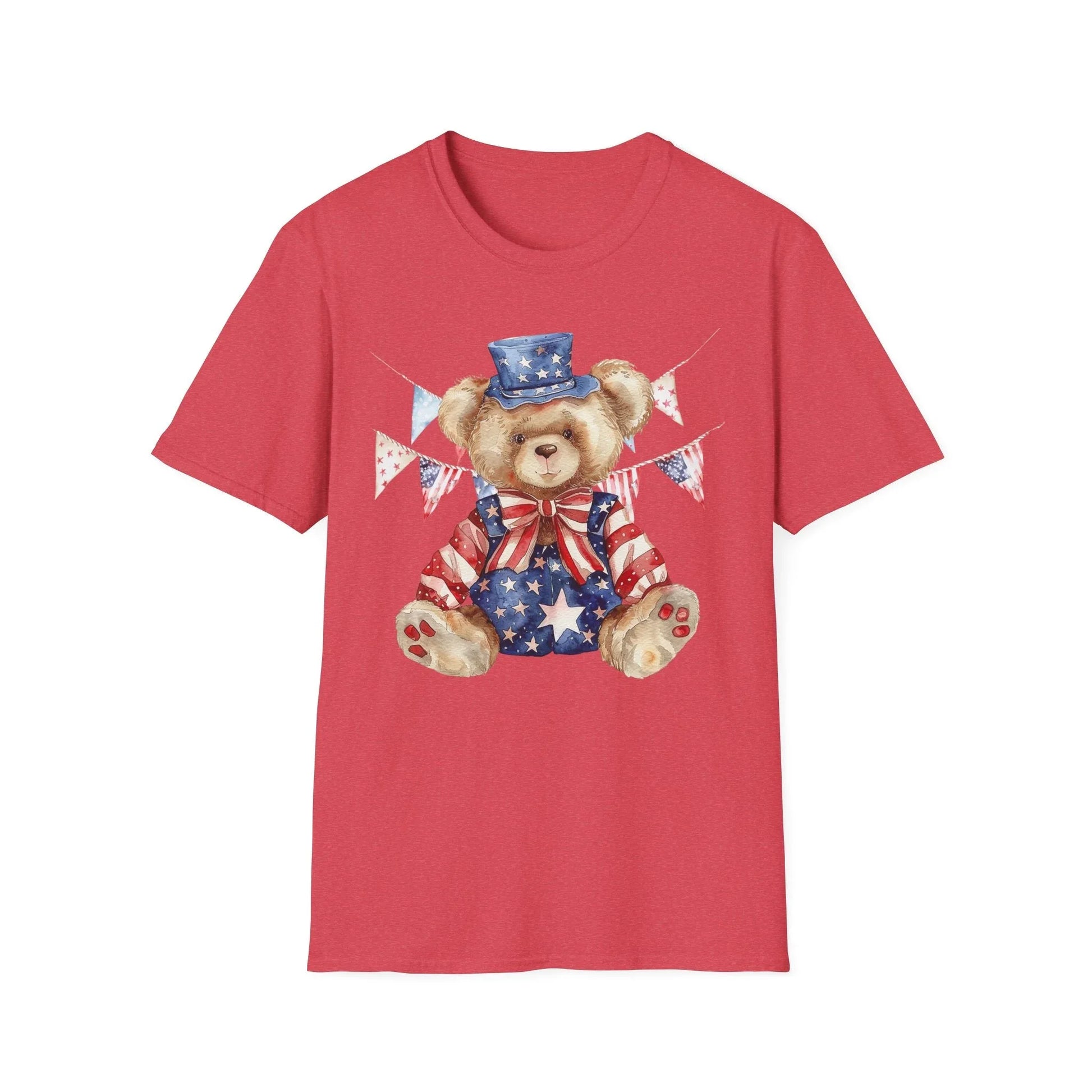 Patriotic Teddy Bear T-Shirt | Unisex - S / Heather Red