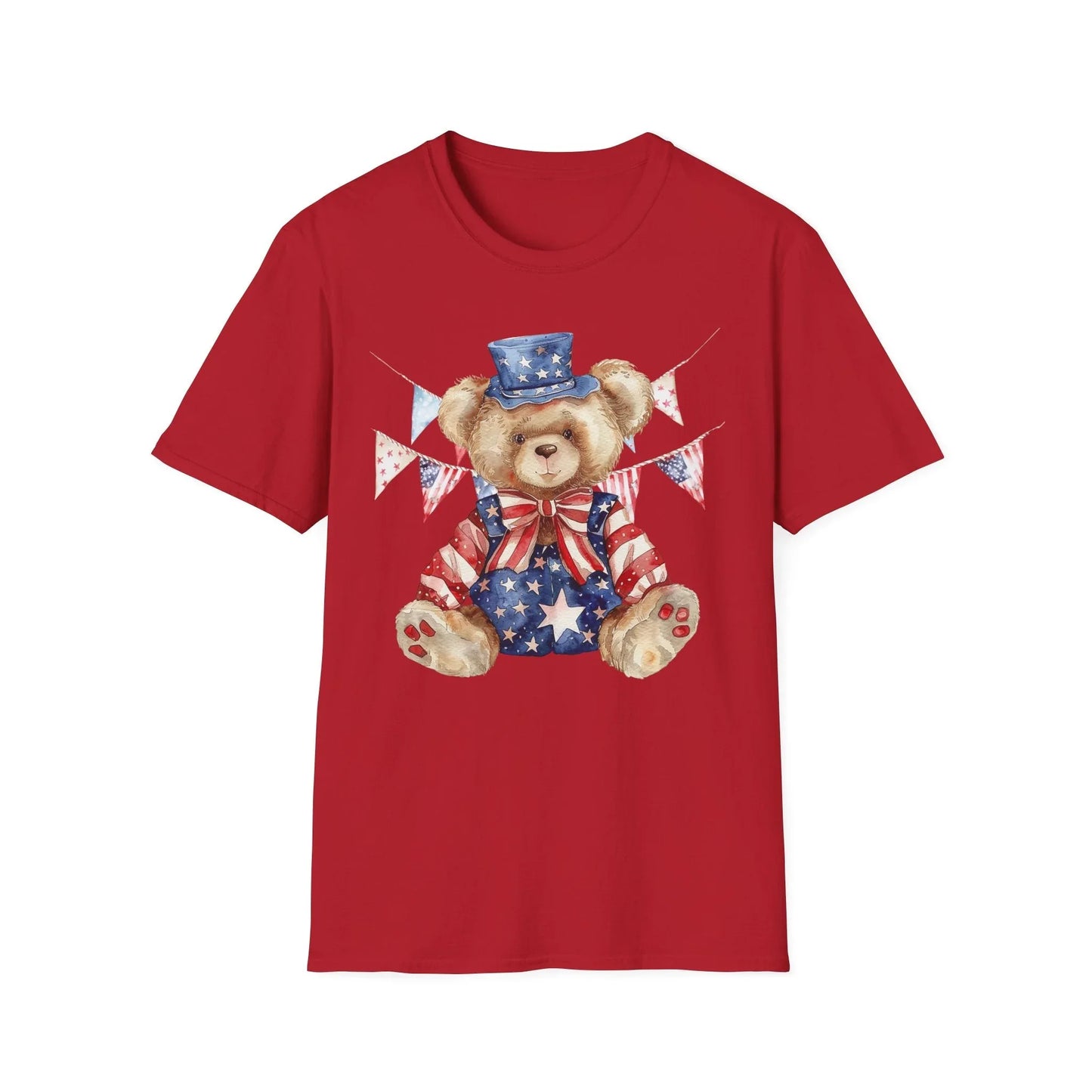 Patriotic Teddy Bear T-Shirt | Unisex - S / Cherry Red