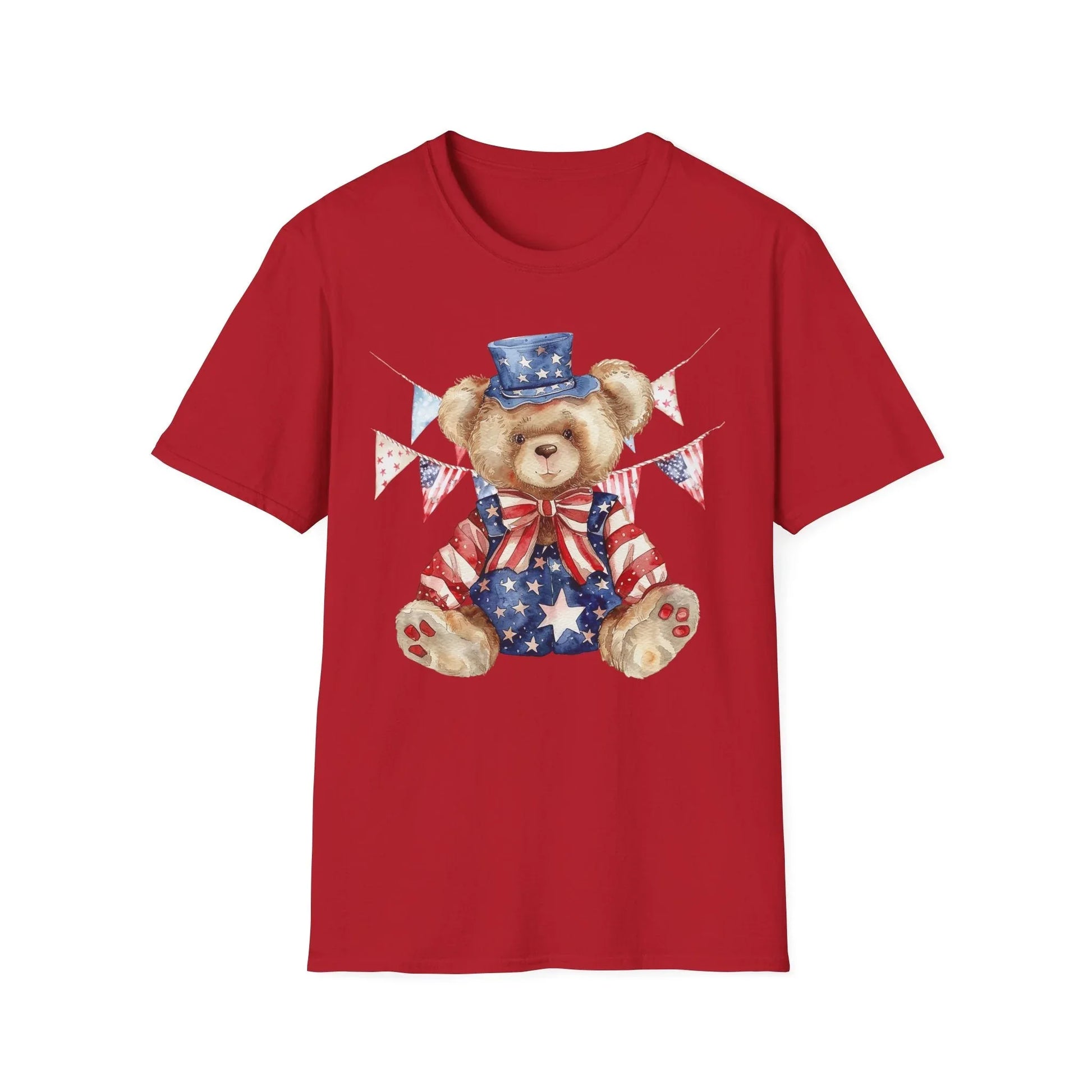 Patriotic Teddy Bear T-Shirt | Unisex - S / Cherry Red