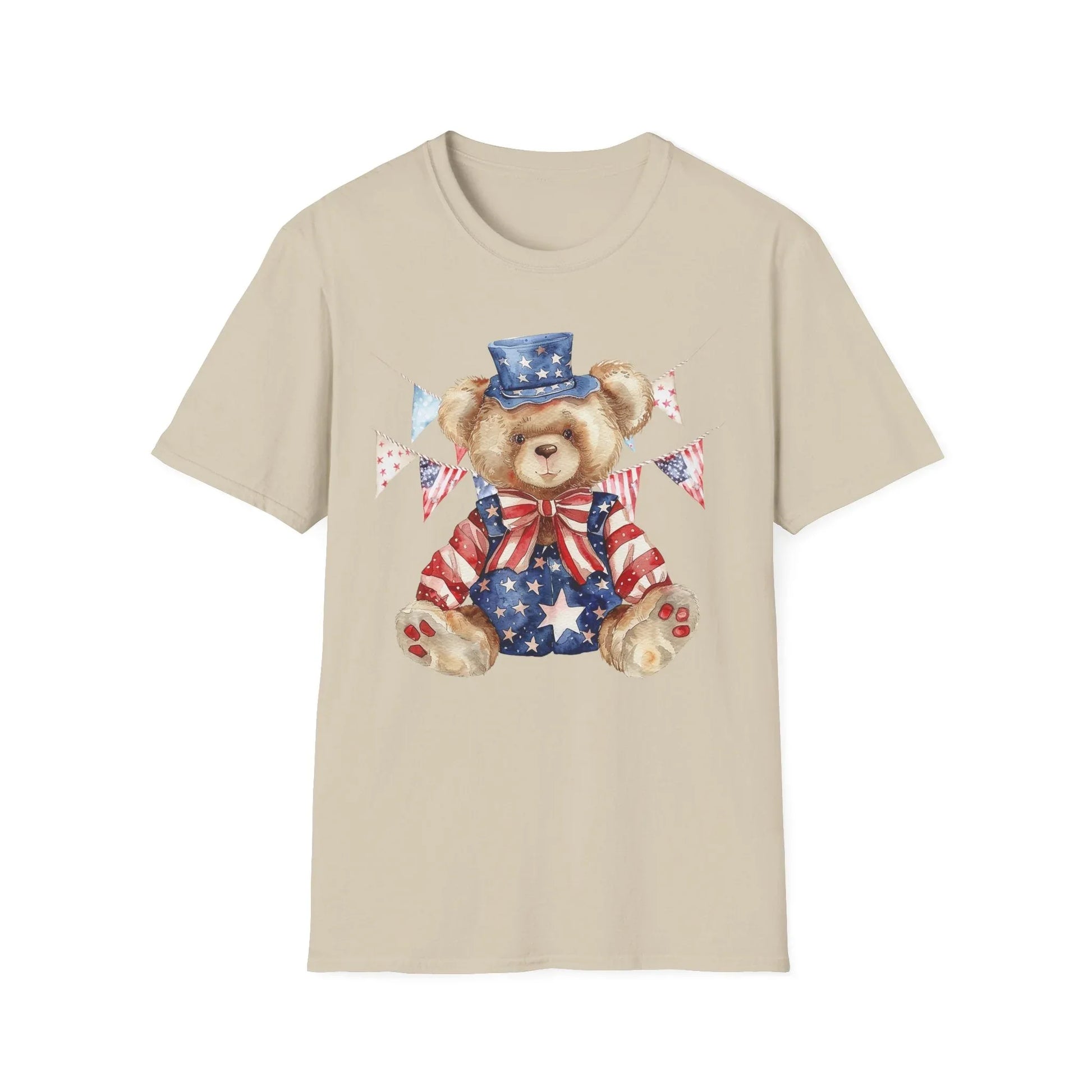 Patriotic Teddy Bear T-Shirt | Unisex - S / Sand