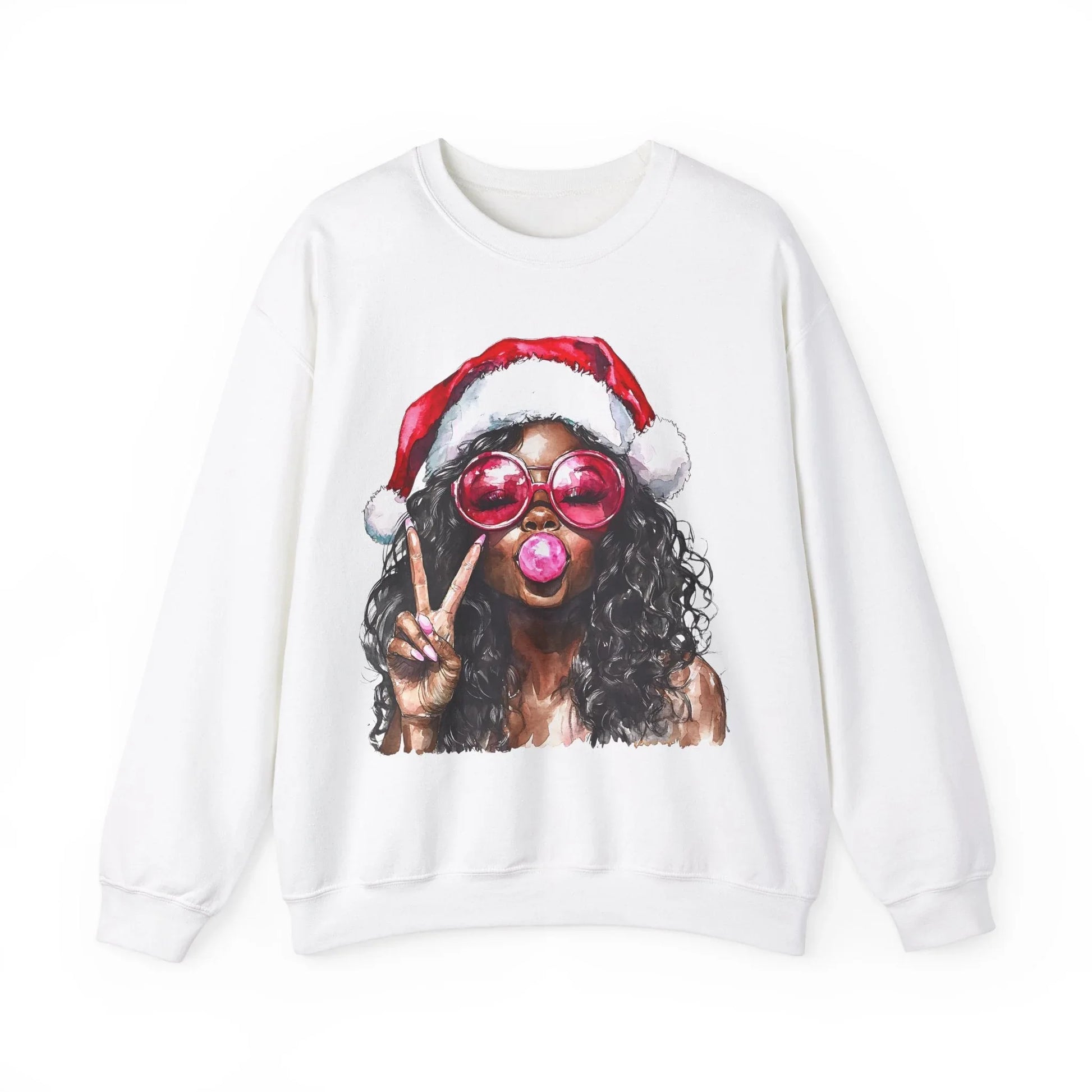 Pink Christmas Sweatshirt - S / White