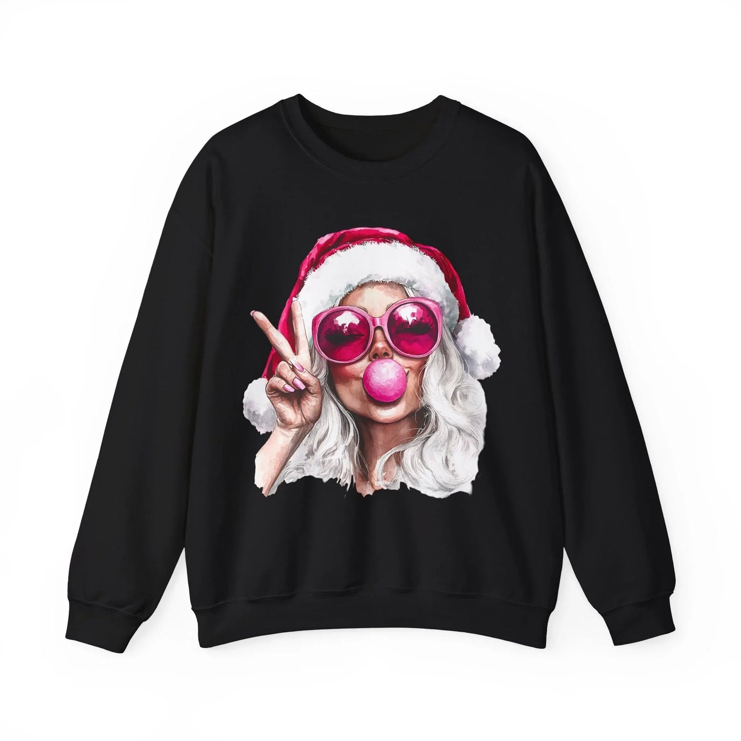 Pink Christmas Sweatshirt - S / Black