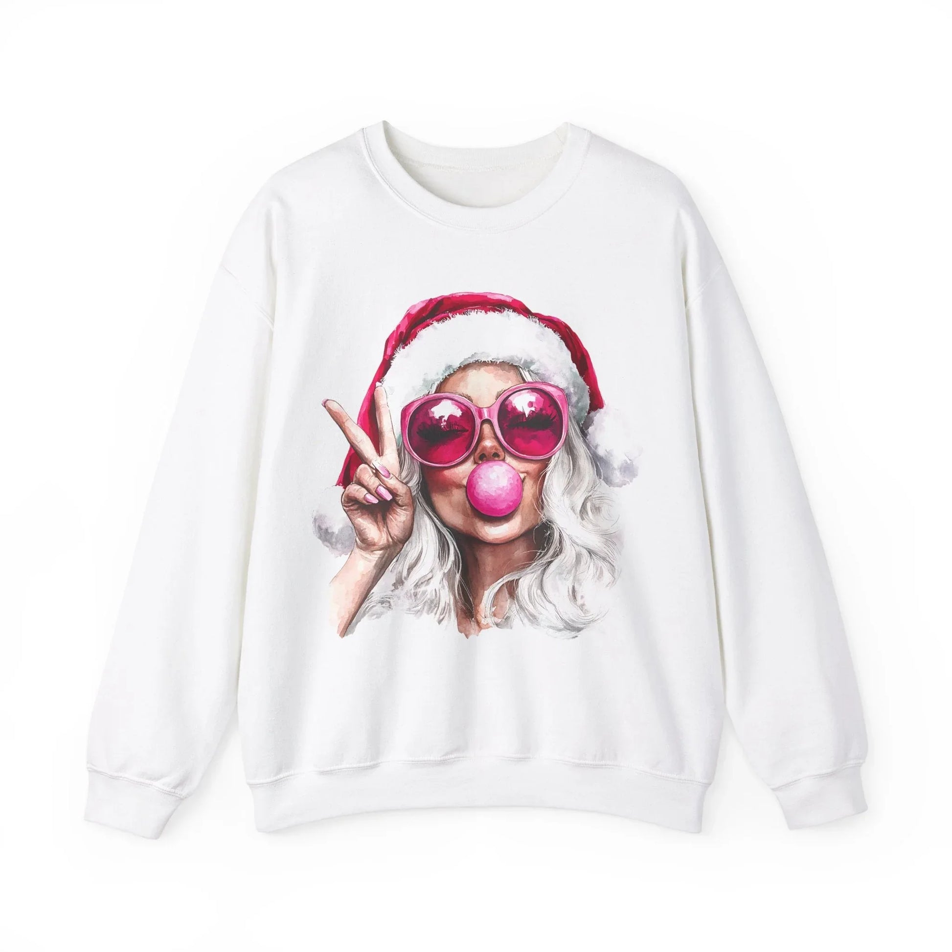 Pink Christmas Sweatshirt - S / White