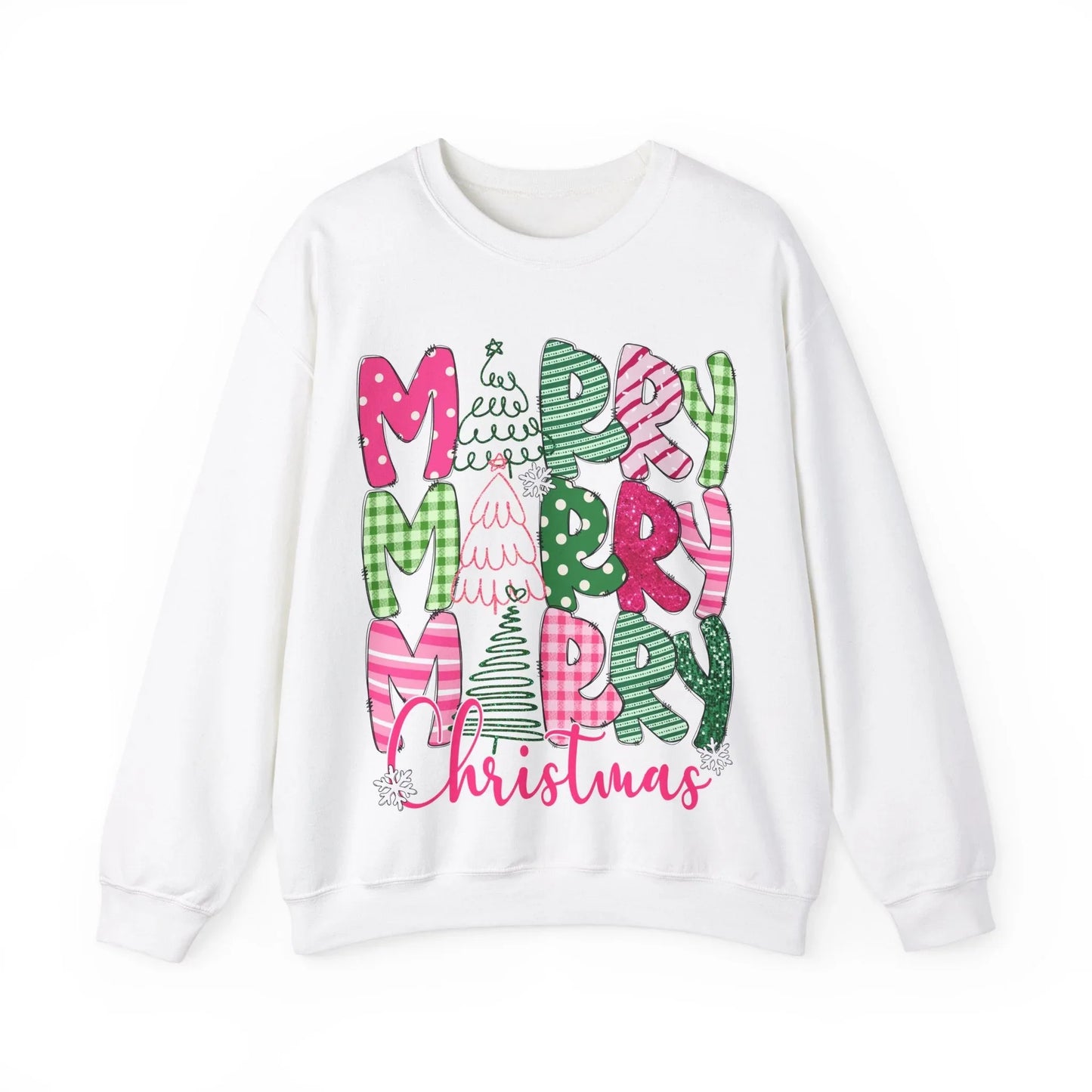 Pink Christmas Sweatshirt - S / White