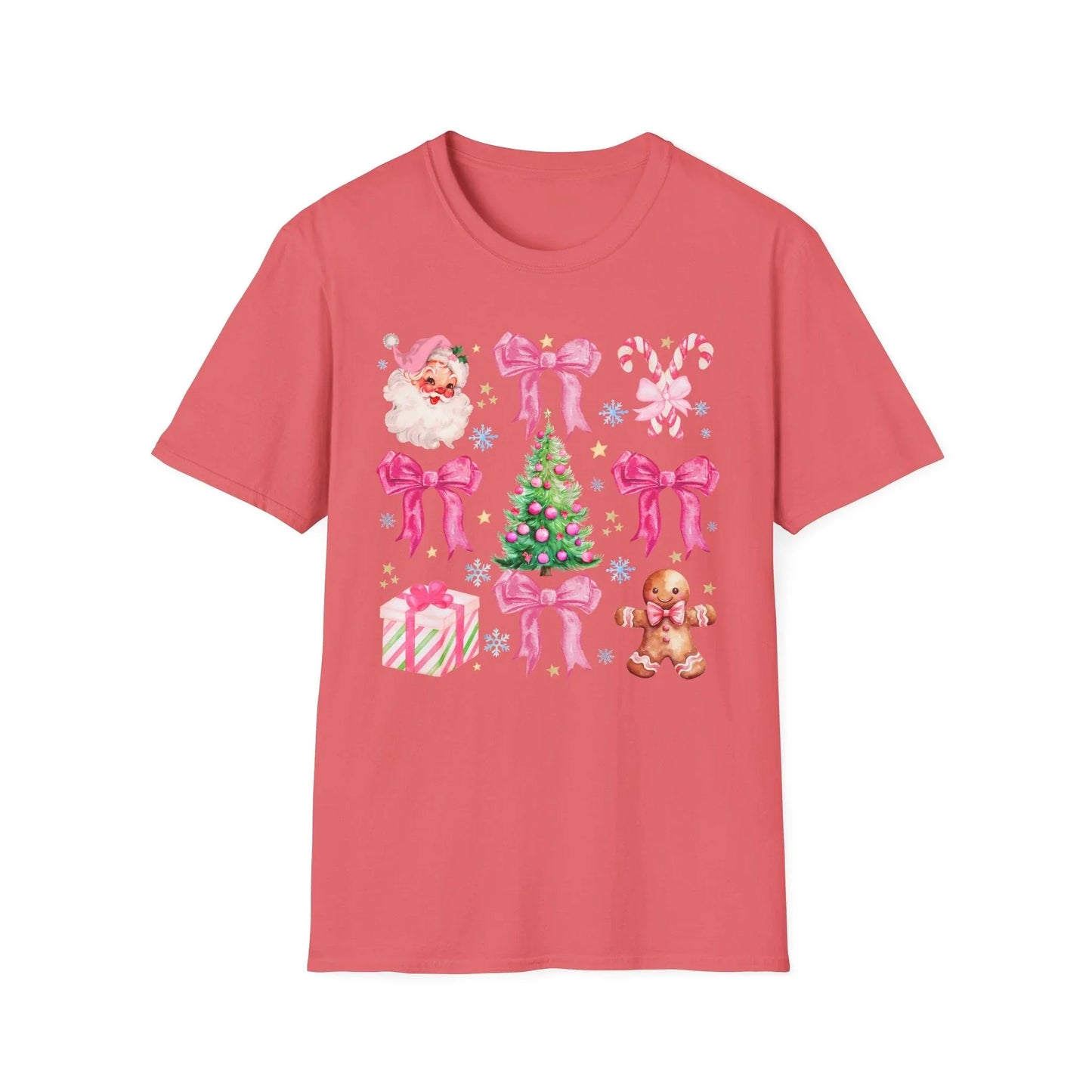 Pink Christmas Tshirt - L / Coral Silk - T-Shirt