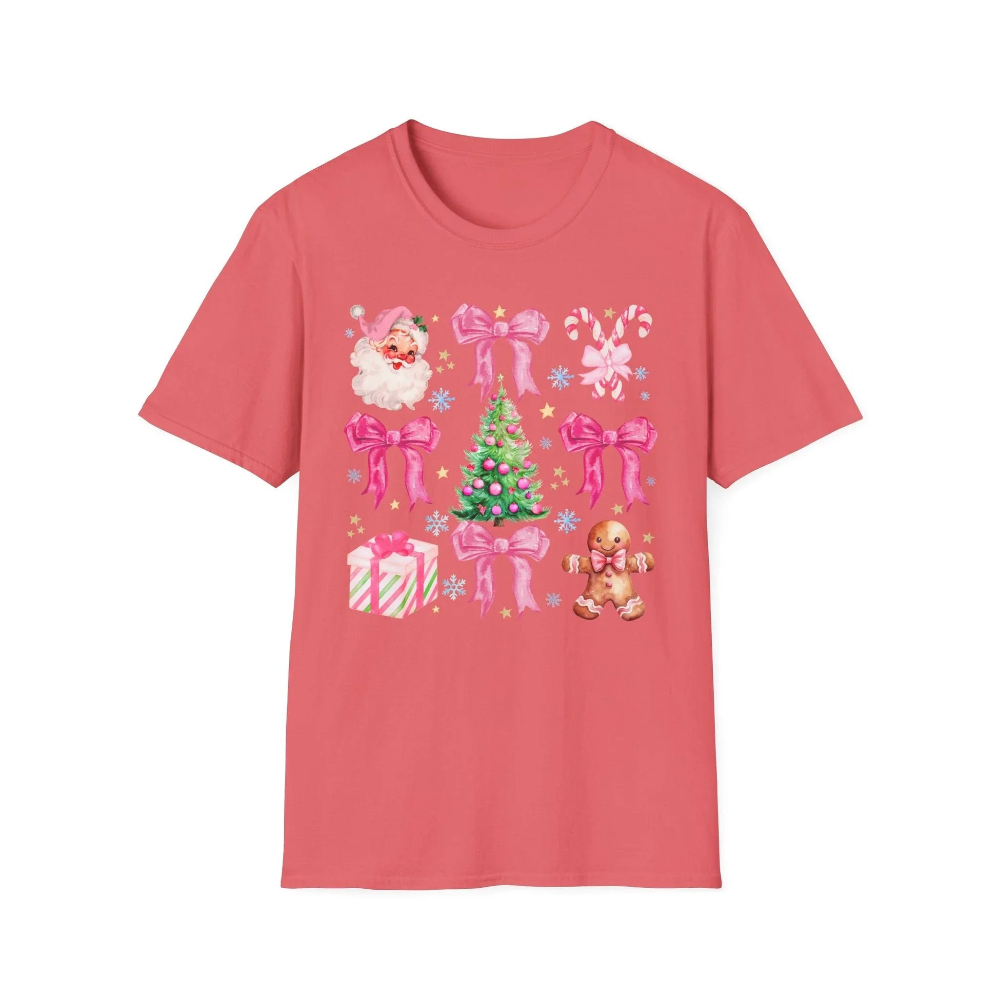 Pink Christmas Tshirt - L / Coral Silk - T-Shirt