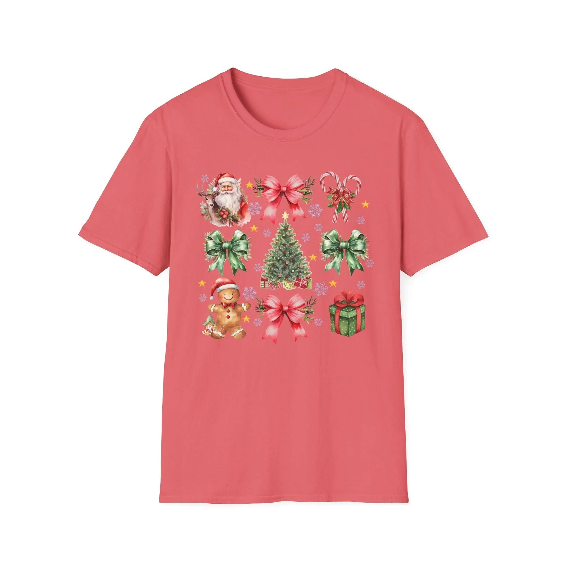 Pink Christmas Tshirt - L / Coral Silk - T-Shirt