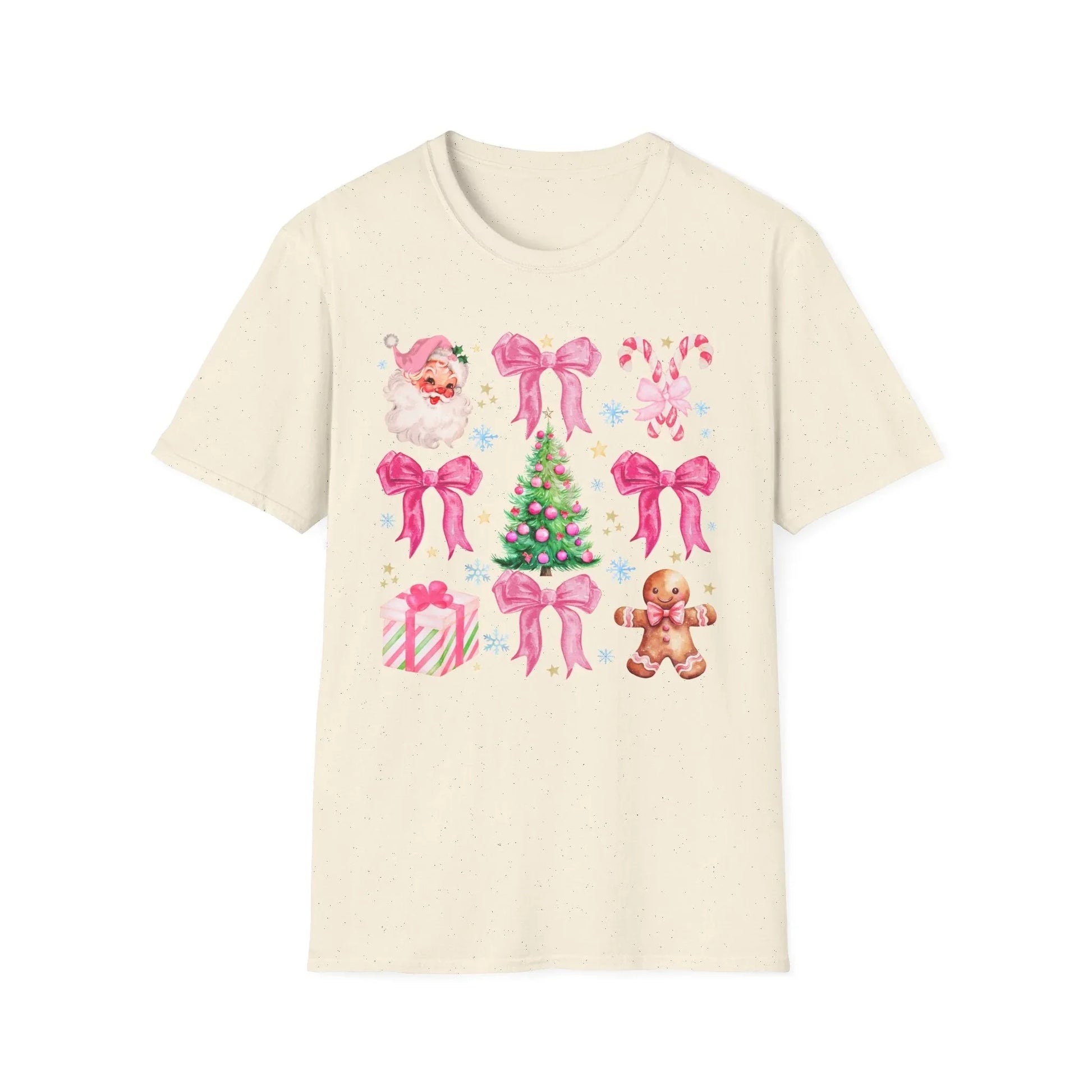Pink Christmas Tshirt - S / Natural - T-Shirt