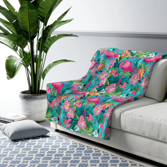 Pink Paradise Sherpa Fleece Blanket - 50’’ × 60’’ - Home Decor