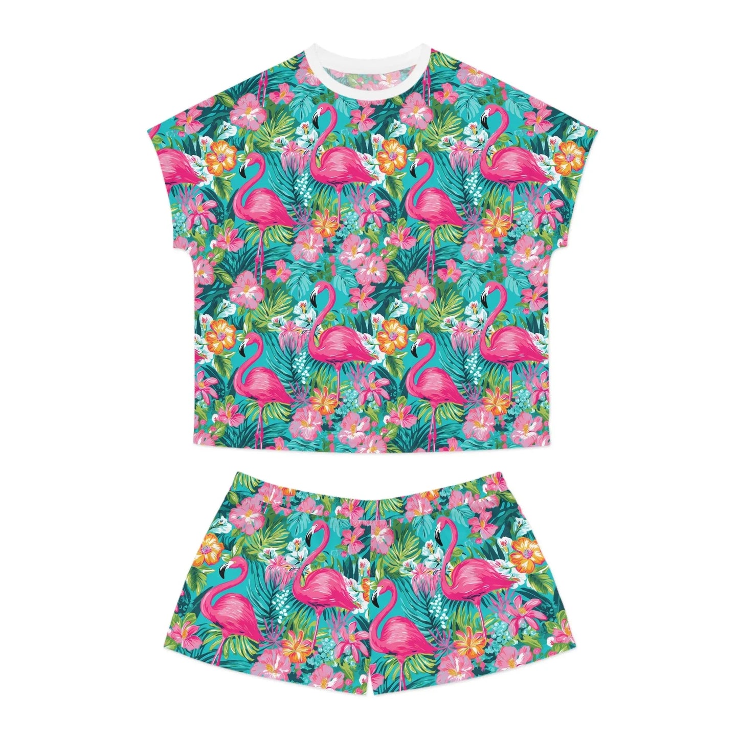 Pink Paradise Women’s Short Pajama Set - S / White - All Over Prints