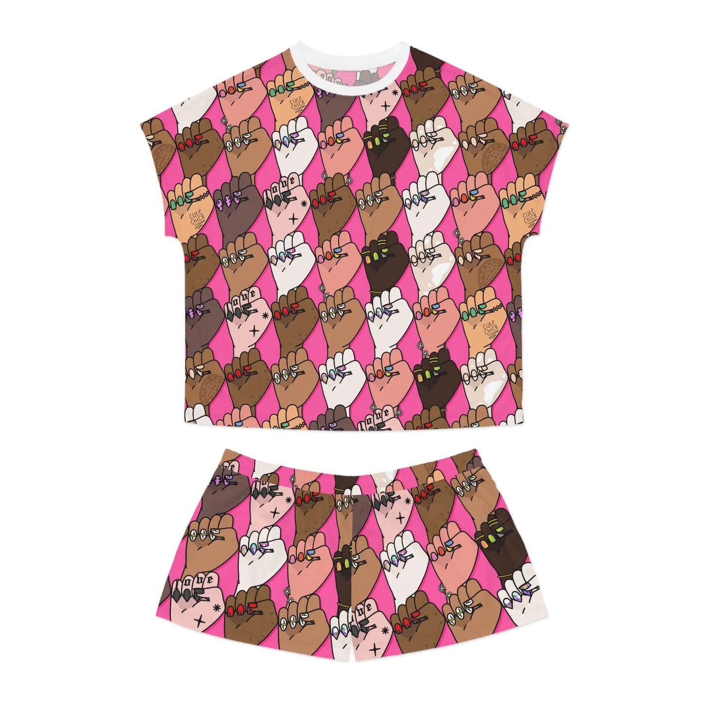 Raising Our Voices Short Pajama Set - S / White - All Over Prints