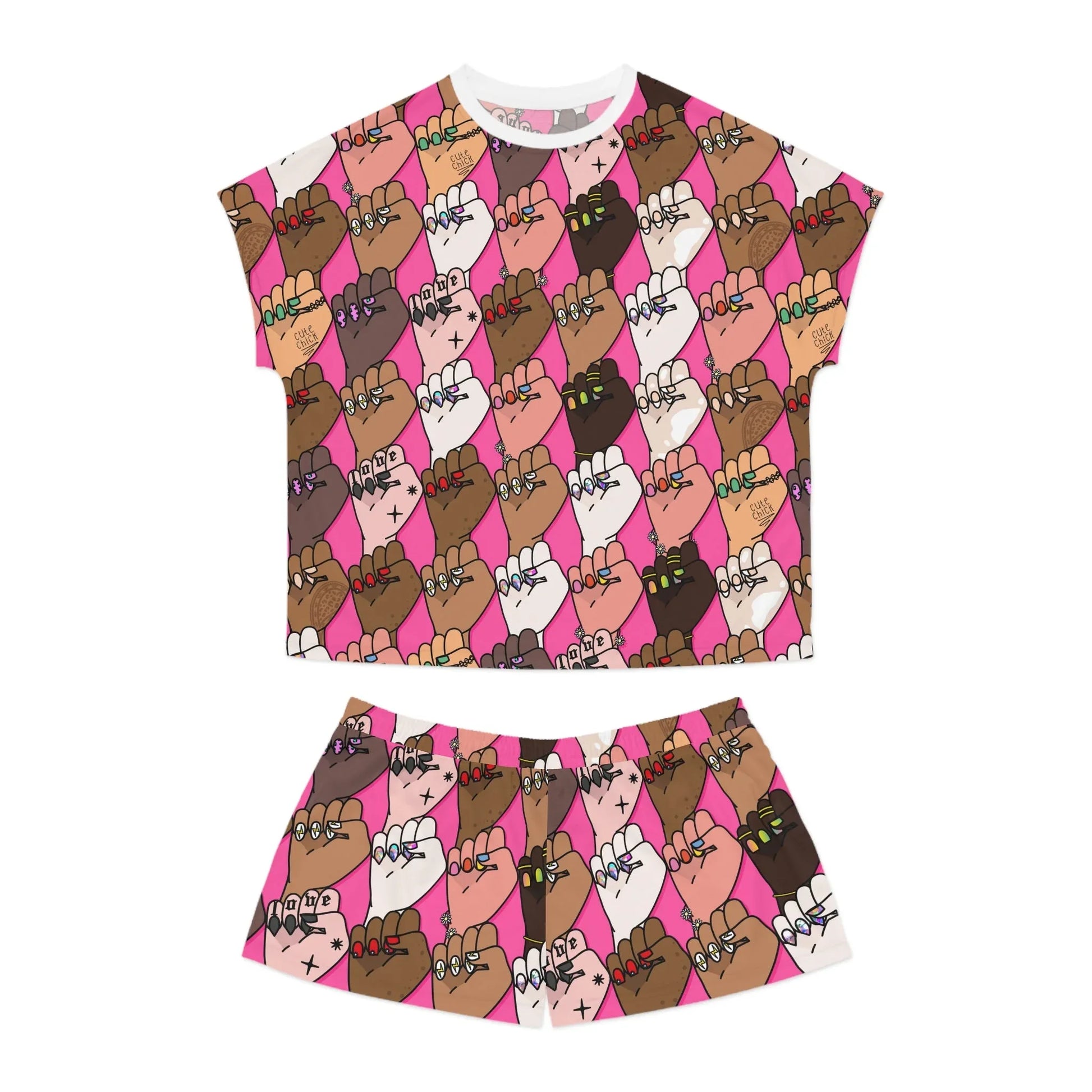 Raising Our Voices Short Pajama Set - S / White - All Over Prints