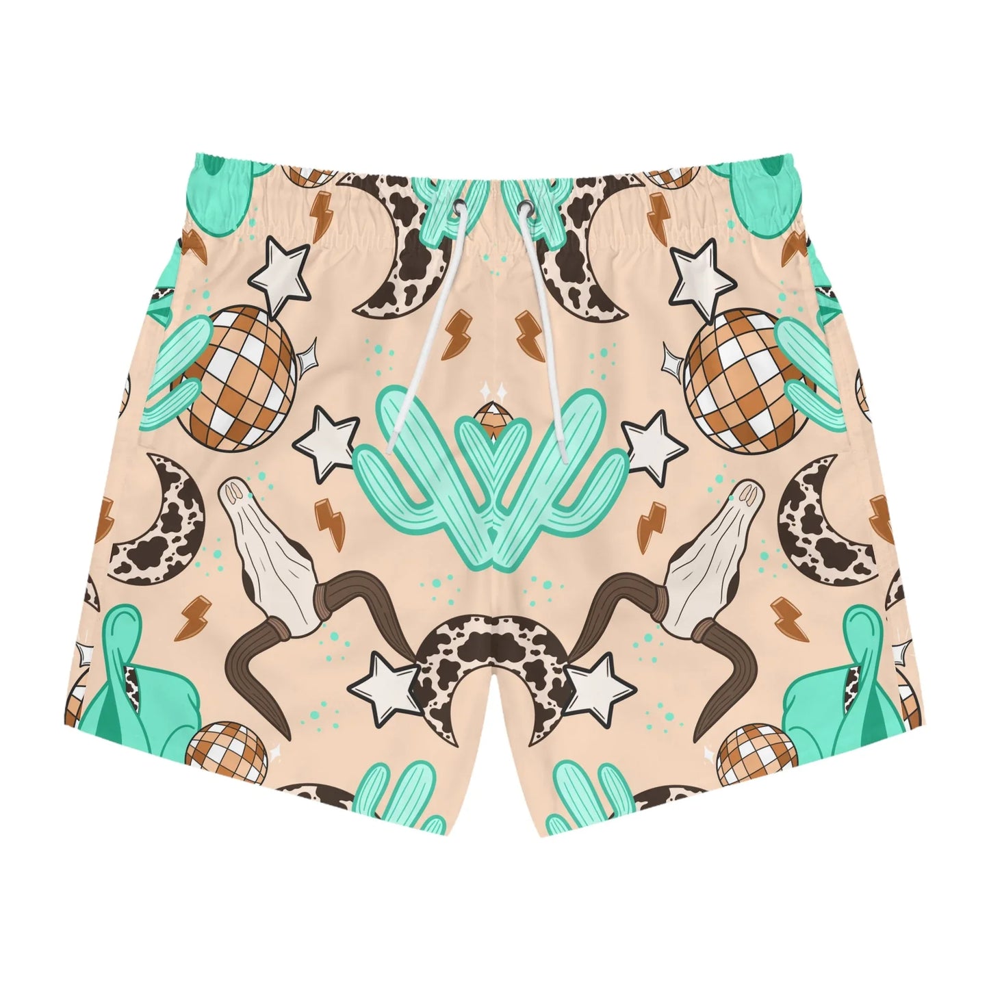 Rodeo Rave Swim Trunks - L / Seam thread color automatically matched to design - All Over Prints