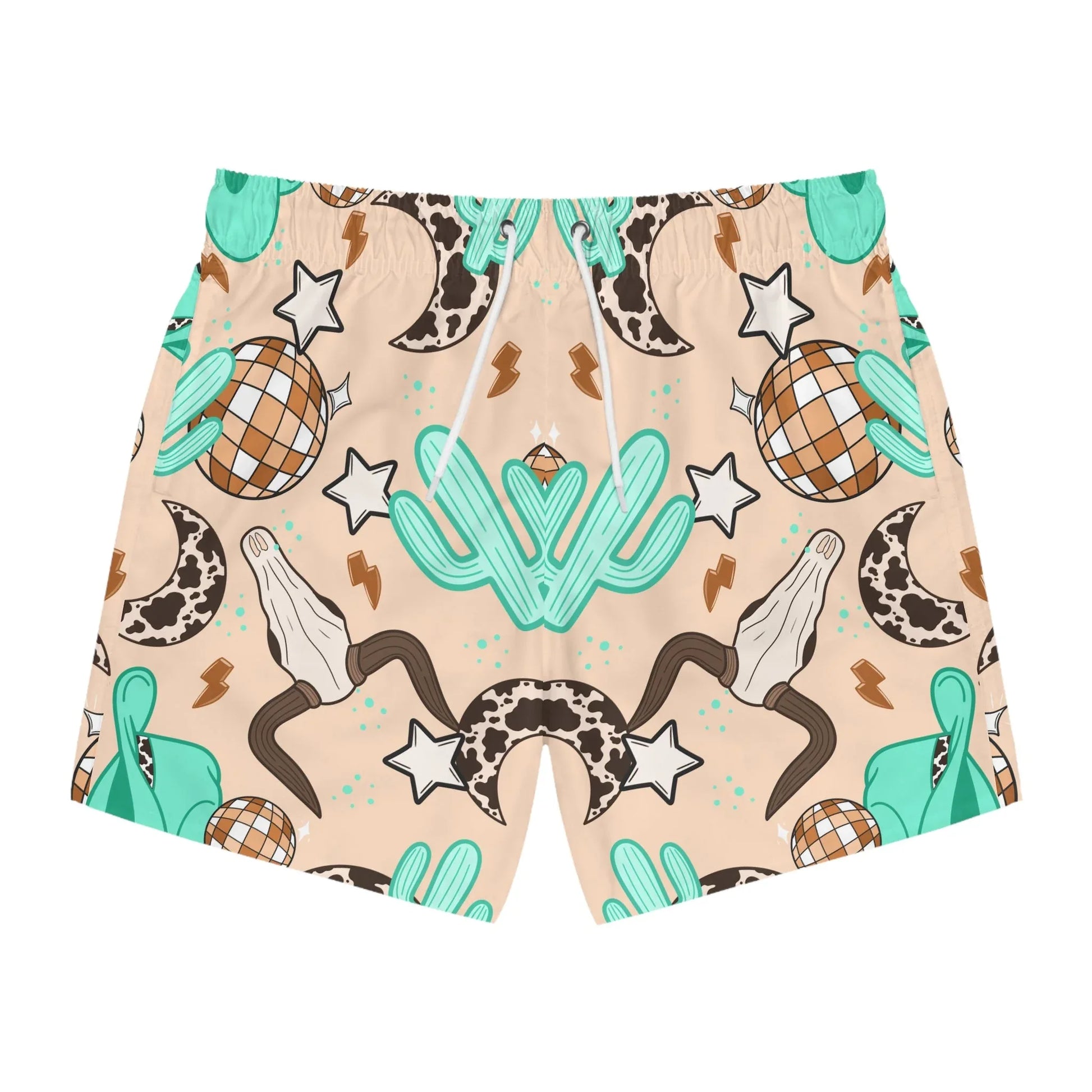 Rodeo Rave Swim Trunks - L / Seam thread color automatically matched to design - All Over Prints
