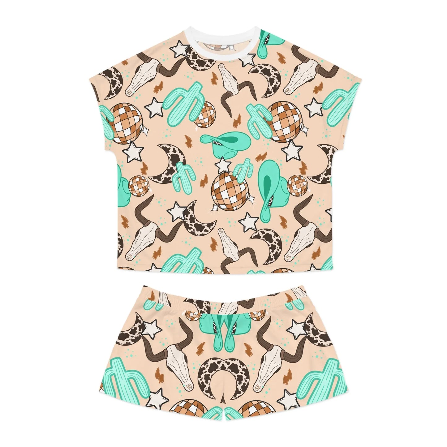 Rodeo Rave Women’s Short Pajama Set - S / White - All Over Prints