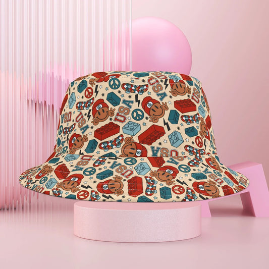 Smiles & Stripes Custom Bucket Hat - Small / White stitching - Hats