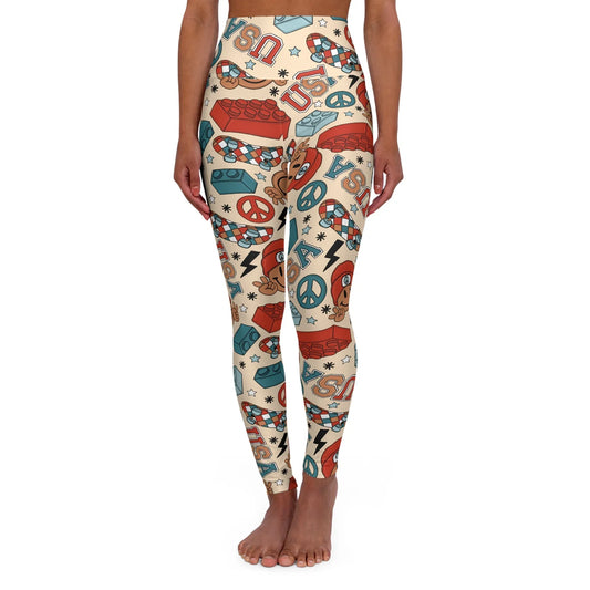 Smiles & Stripes High Waisted Yoga Leggings - XS - All Over Prints