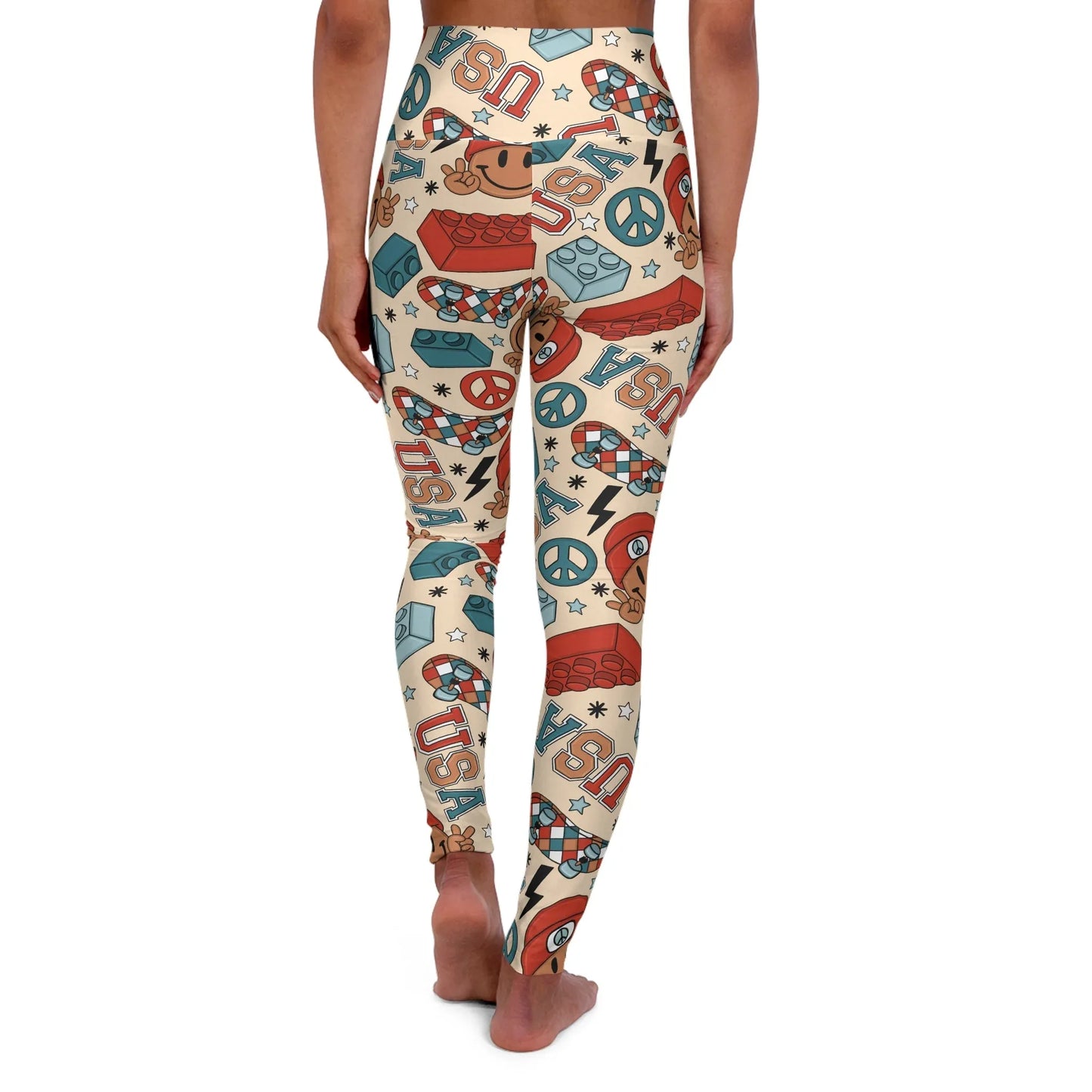 Smiles & Stripes High Waisted Yoga Leggings - All Over Prints