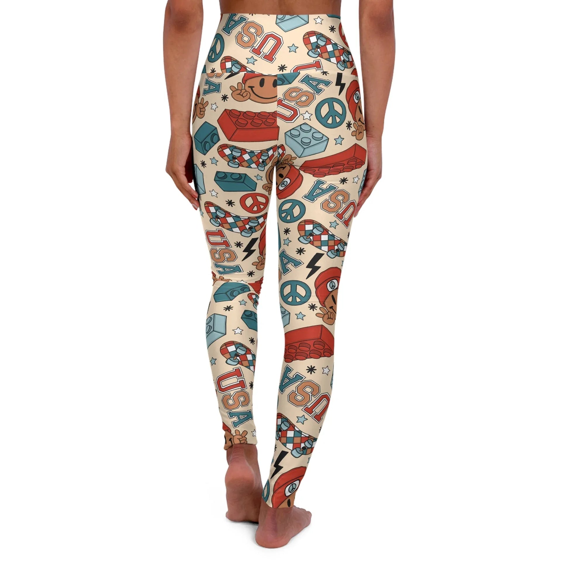 Smiles & Stripes High Waisted Yoga Leggings - All Over Prints