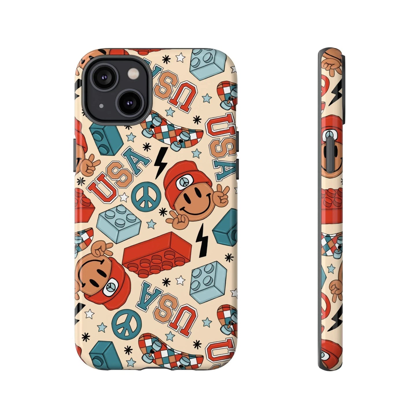 Smiles & Stripes iPhone Case - 14 Plus / Glossy - Phone
