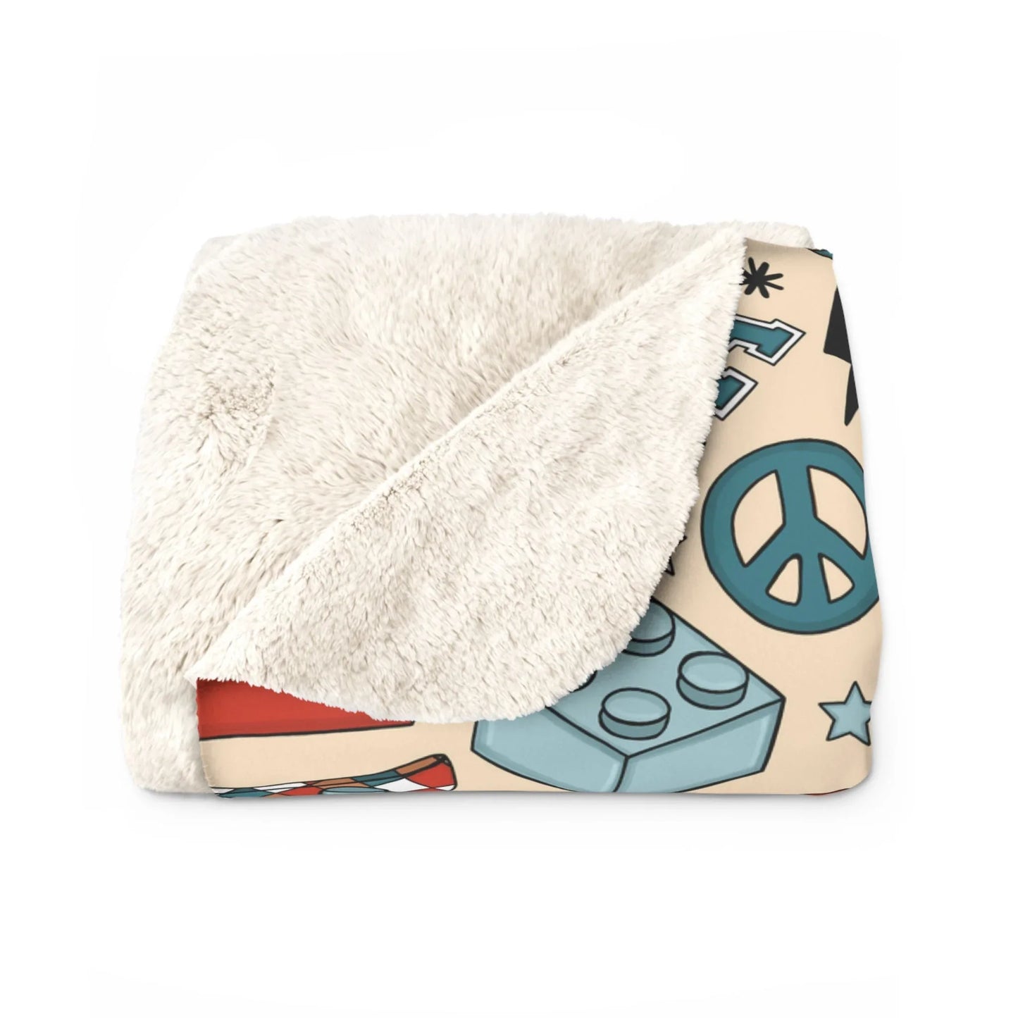 Smiles & Stripes Sherpa Fleece Blanket - 50’’ × 60’’ - Home Decor