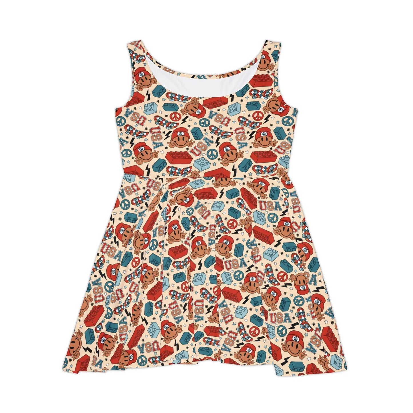 Smiles & Stripes Skater Dress - XS - All Over Prints