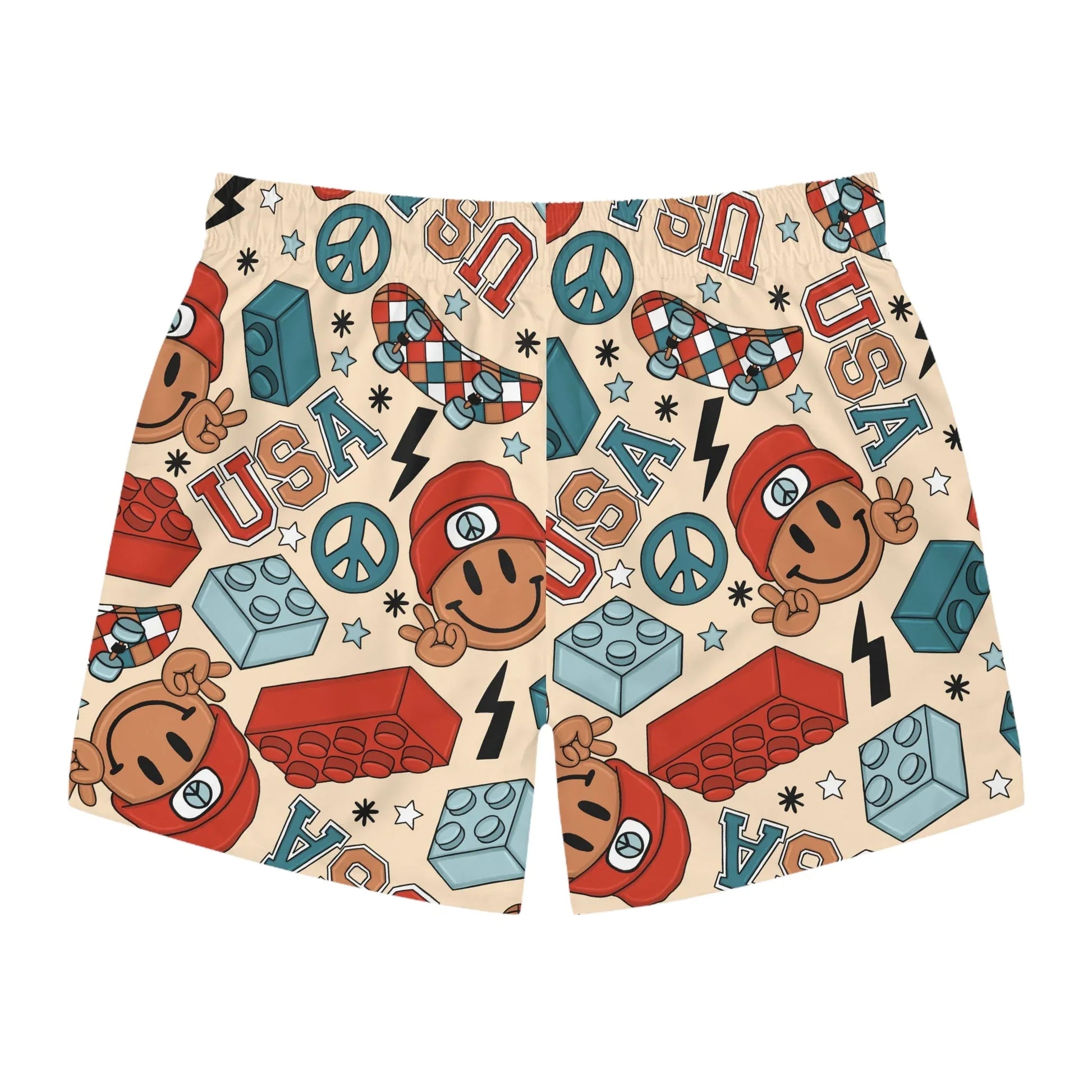 Smiles & Stripes Swim Trunks - All Over Prints