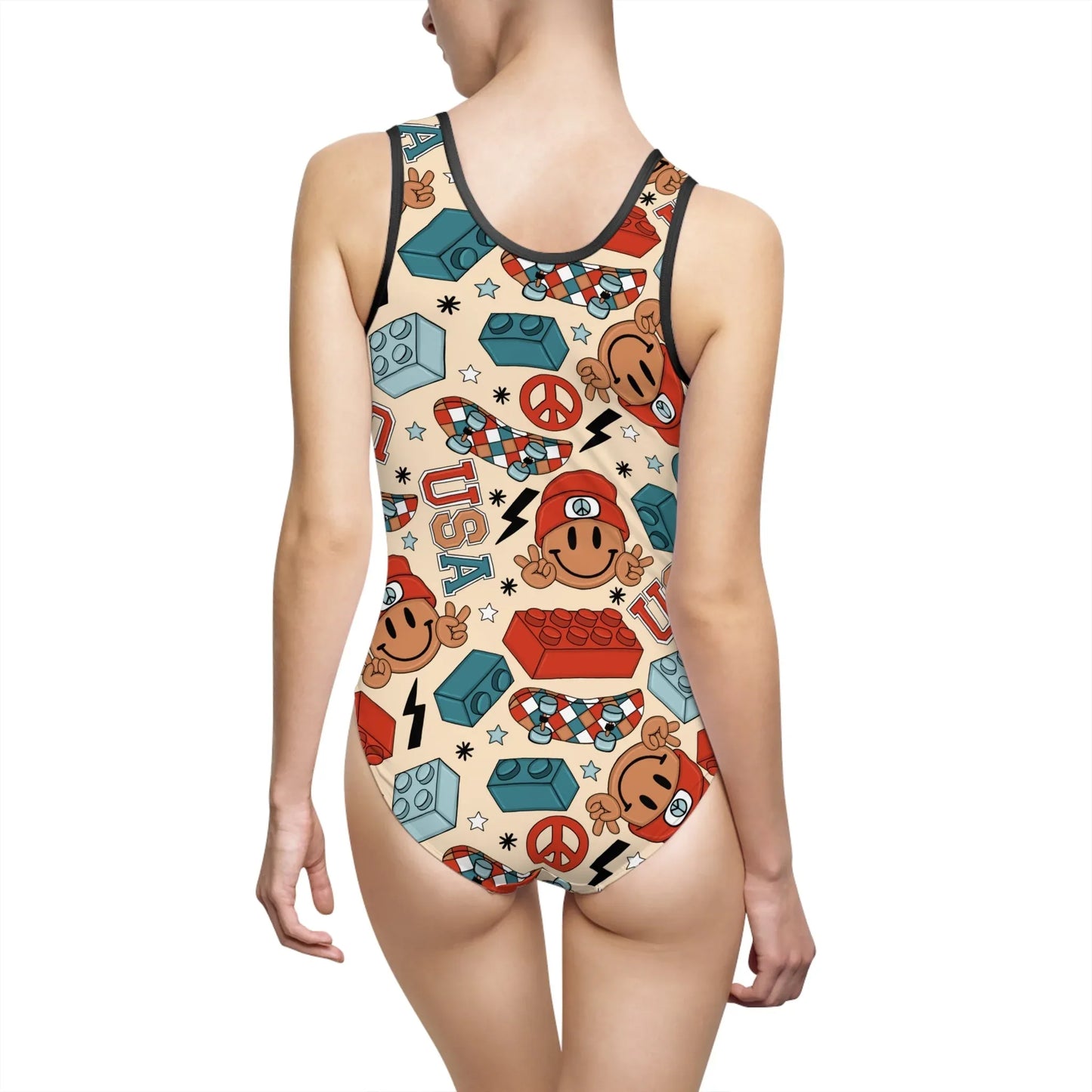 Smiles & Stripes Swimsuit - All Over Prints