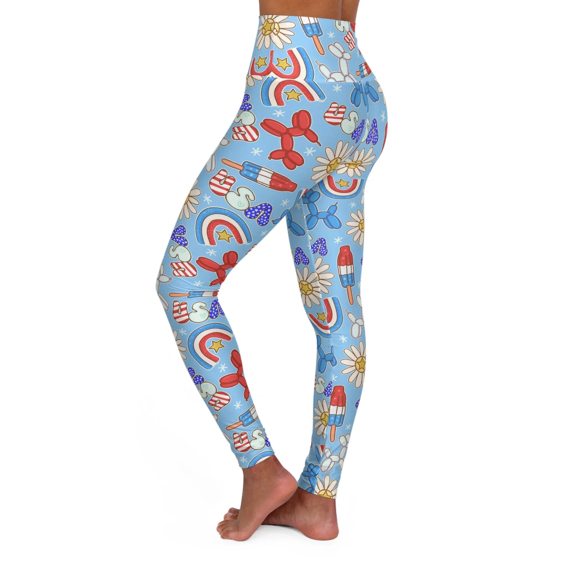 Sunny Celebrations High Waisted Yoga Leggings - All Over Prints