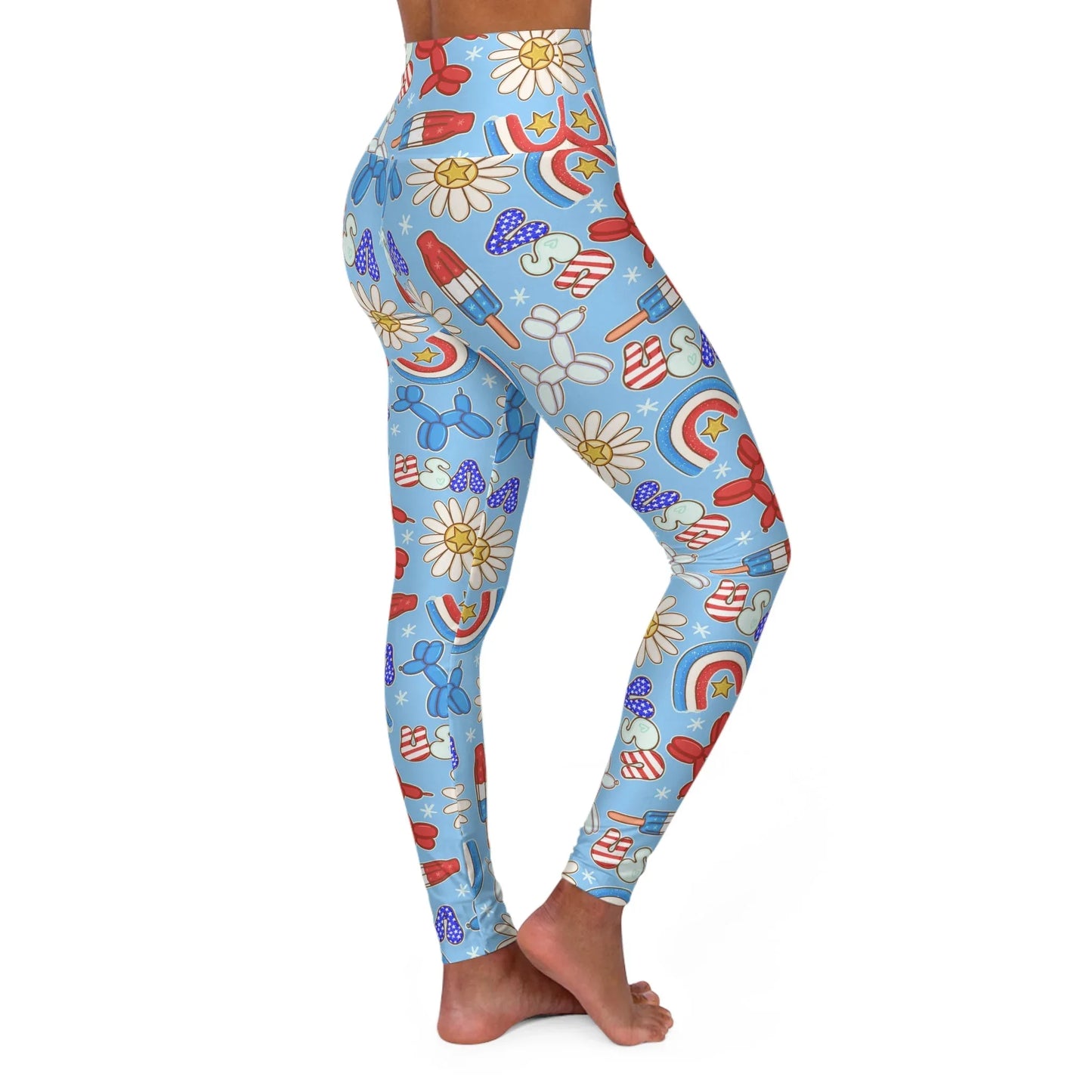 Sunny Celebrations High Waisted Yoga Leggings - All Over Prints
