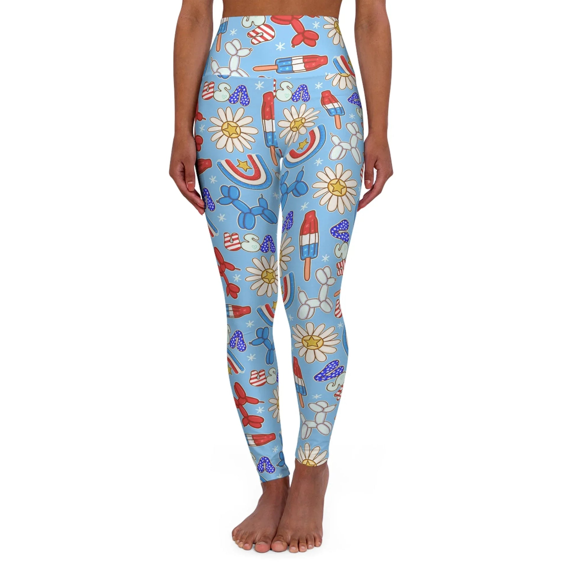 Sunny Celebrations High Waisted Yoga Leggings - XS - All Over Prints