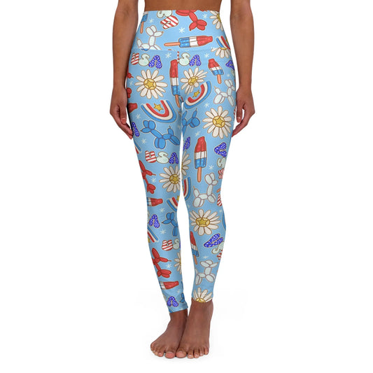 Sunny Celebrations High Waisted Yoga Leggings - XS - All Over Prints