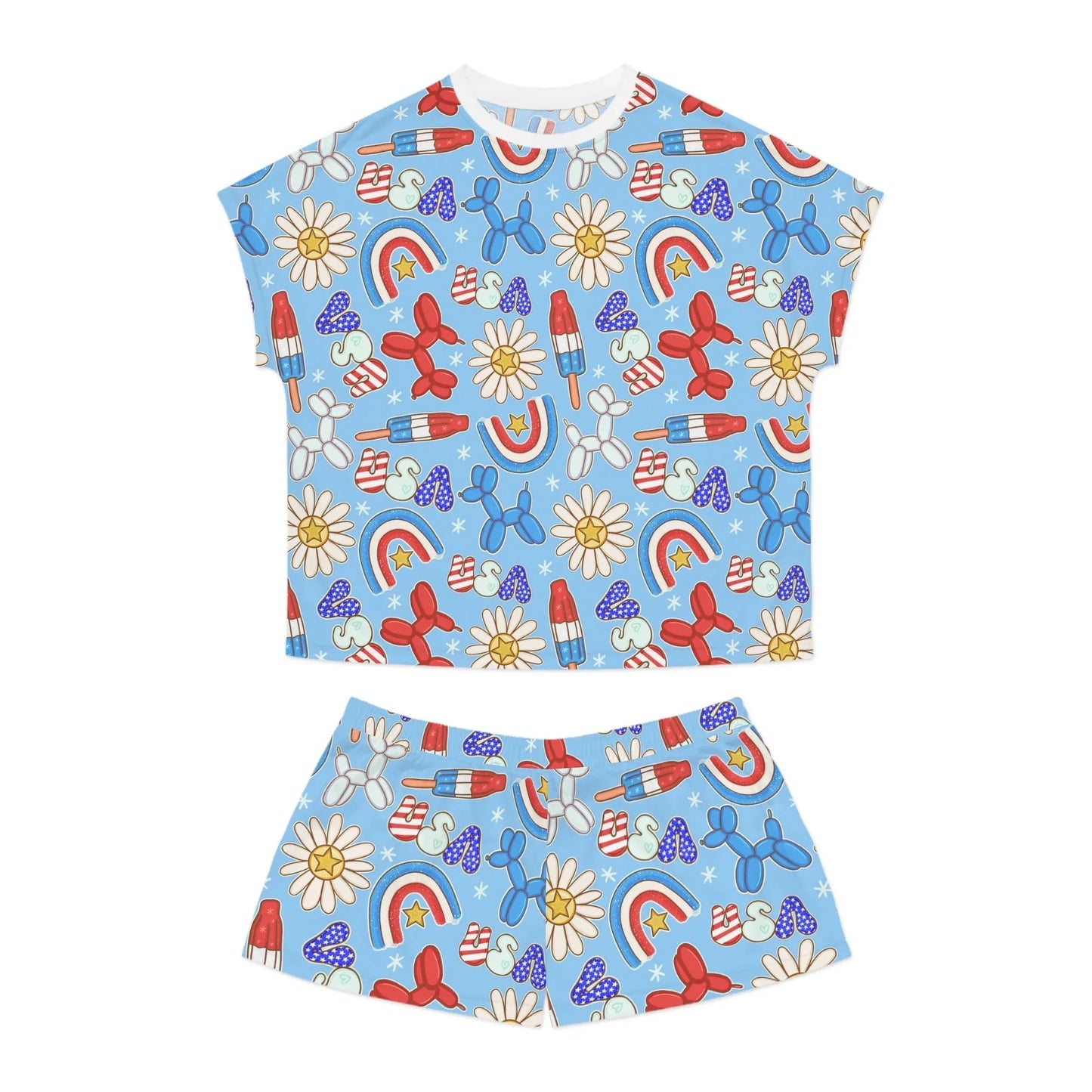 Sunny Celebrations Women’s Short Pajama Set - S / White - All Over Prints