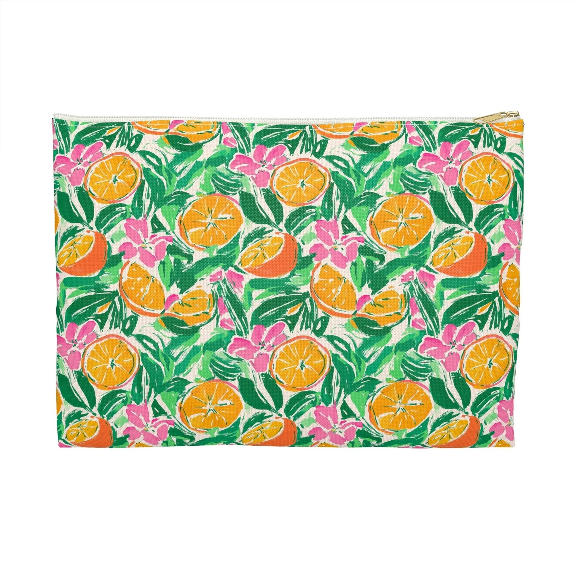 Sunshine Citrus Accessory Pouch - Large / White zipper - Bags