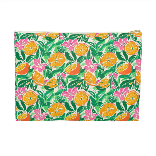 Sunshine Citrus Accessory Pouch - Large / White zipper - Bags