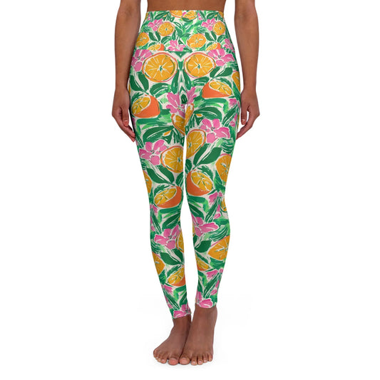 Sunshine Citrus High Waisted Yoga Leggings - XS - All Over Prints