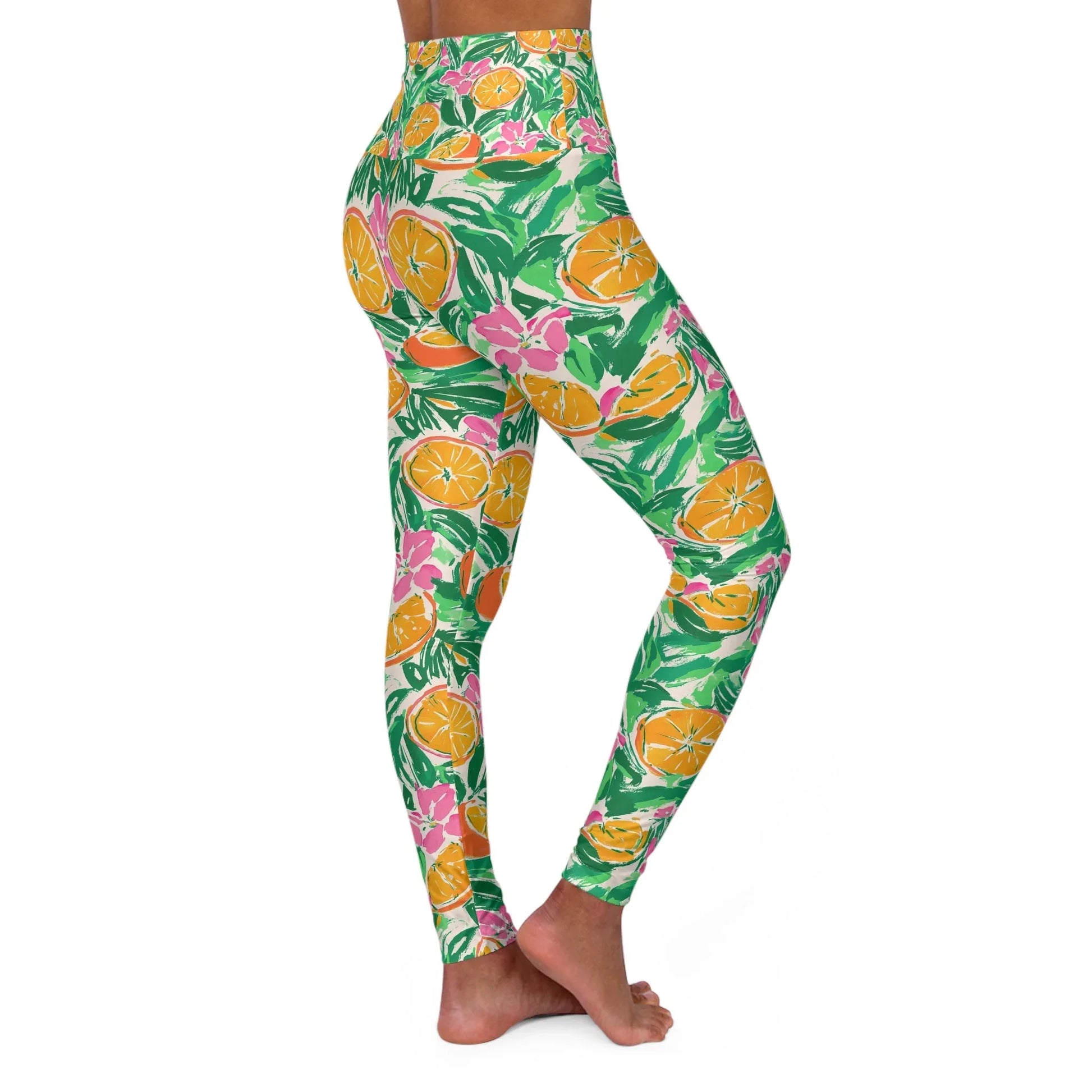 Sunshine Citrus High Waisted Yoga Leggings - All Over Prints