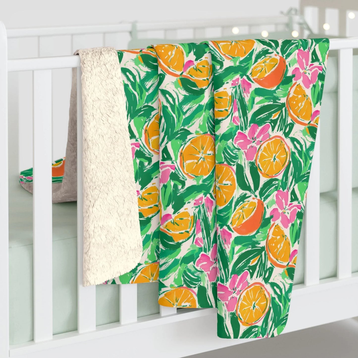 Sunshine Citrus Sherpa Fleece Blanket - 50’’ × 60’’ - Home Decor