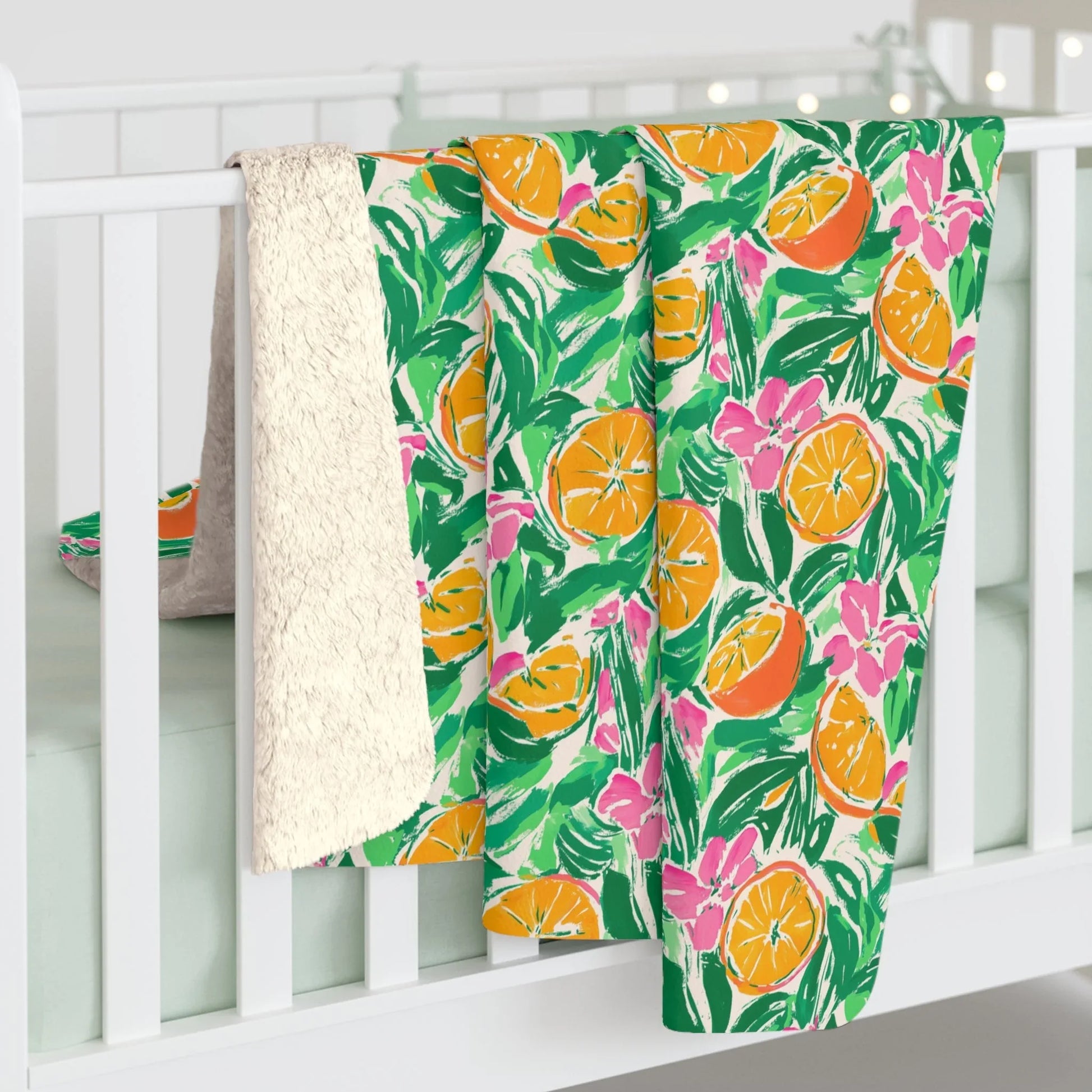 Sunshine Citrus Sherpa Fleece Blanket - 50’’ × 60’’ - Home Decor