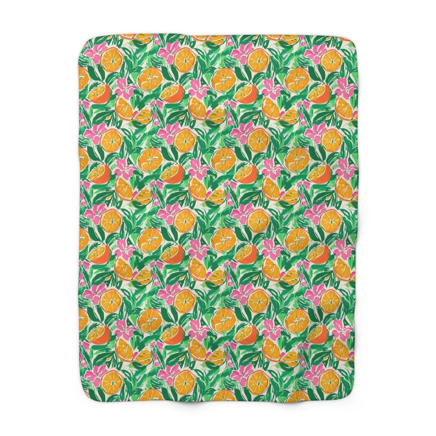 Sunshine Citrus Sherpa Fleece Blanket - 50’’ × 60’’ - Home Decor