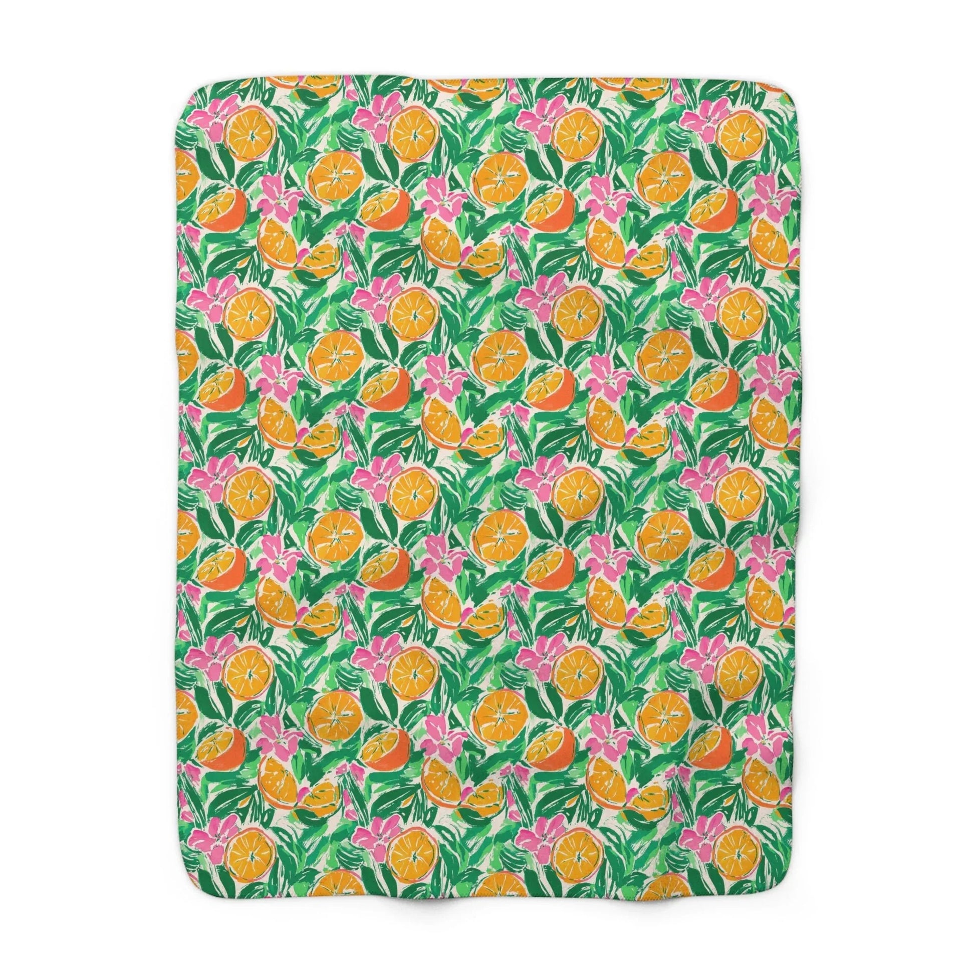 Sunshine Citrus Sherpa Fleece Blanket - 50’’ × 60’’ - Home Decor