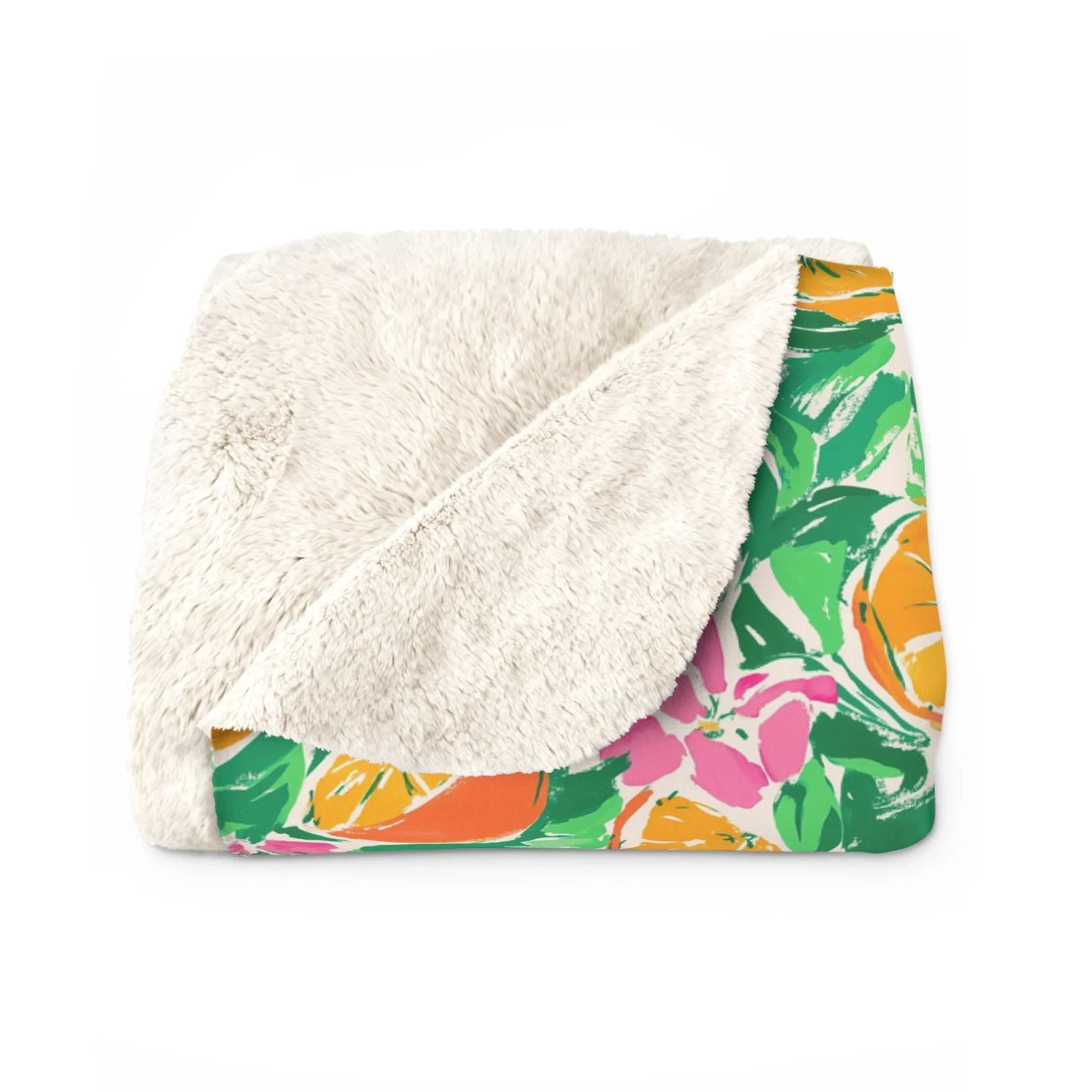 Sunshine Citrus Sherpa Fleece Blanket - 50’’ × 60’’ - Home Decor
