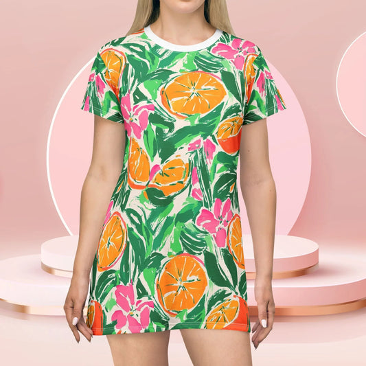 Sunshine Citrus T-Shirt Dress - All Over Prints