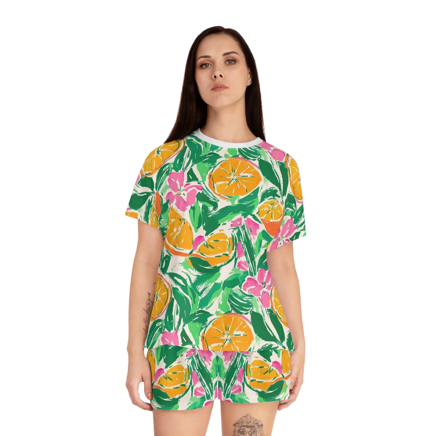 Sunshine Citrus Women’s Short Pajama Set - All Over Prints