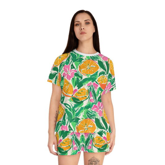 Sunshine Citrus Women’s Short Pajama Set - All Over Prints