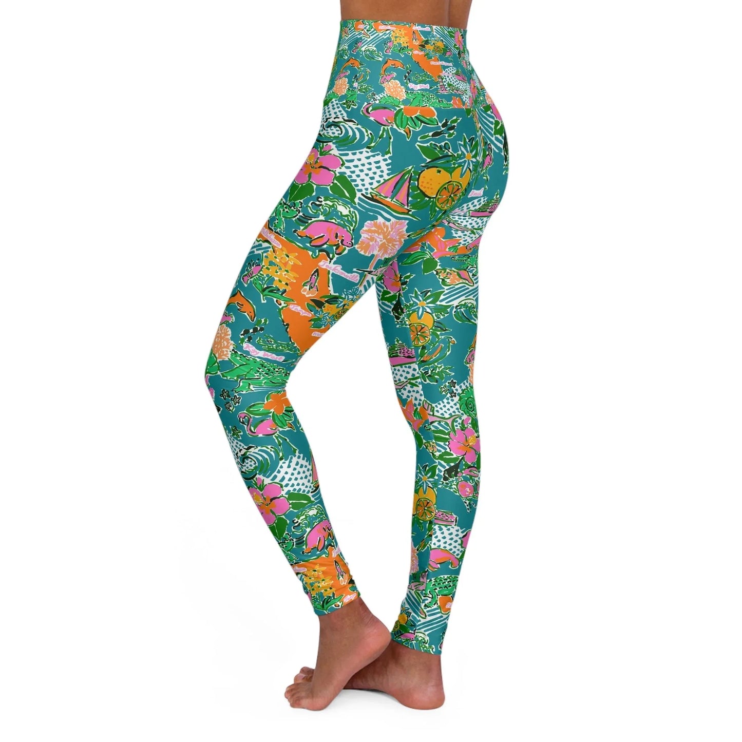 Sunshine State High Waisted Yoga Leggings - All Over Prints