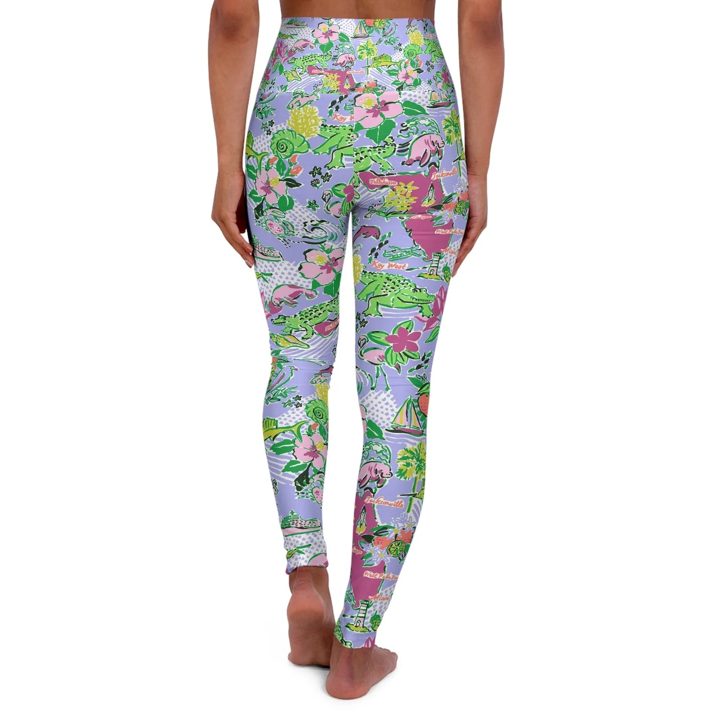 Sunshine State High Waisted Yoga Leggings - All Over Prints